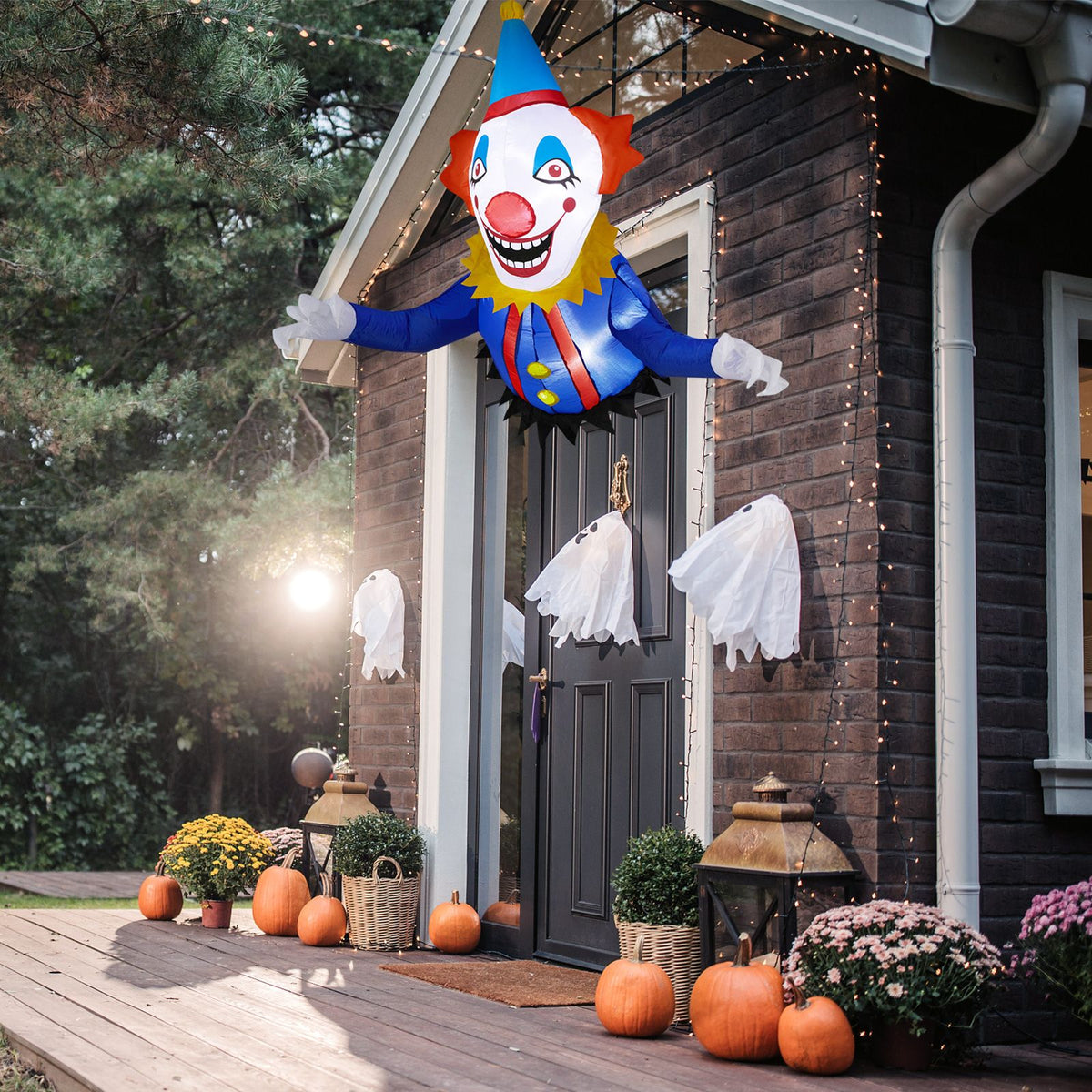 3.3 FT Halloween Inflatable Clown Broke Out from Window Outdoor Decorations, Scary Blow up Decor with Built-in LED Lights for Holiday Party Yard Lawn - product view 13