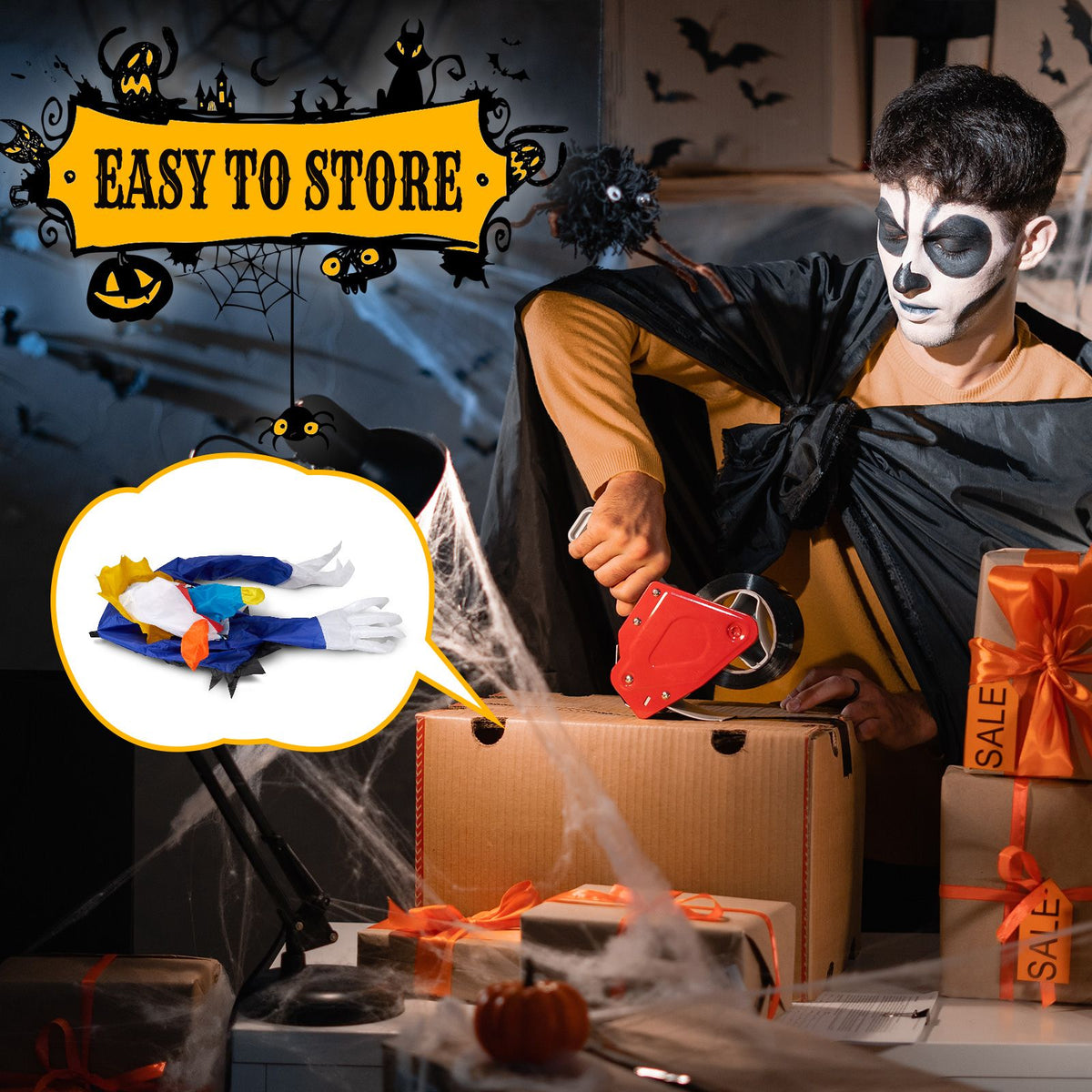 3.3 FT Halloween Inflatable Clown Broke Out from Window Outdoor Decorations, Scary Blow up Decor with Built-in LED Lights for Holiday Party Yard Lawn - product view 12