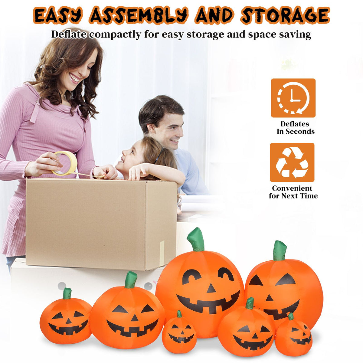 7ft Classic 7pcs LED String Lights 7pcs Pumpkin Inflatable Halloween Decoration - product view 8
