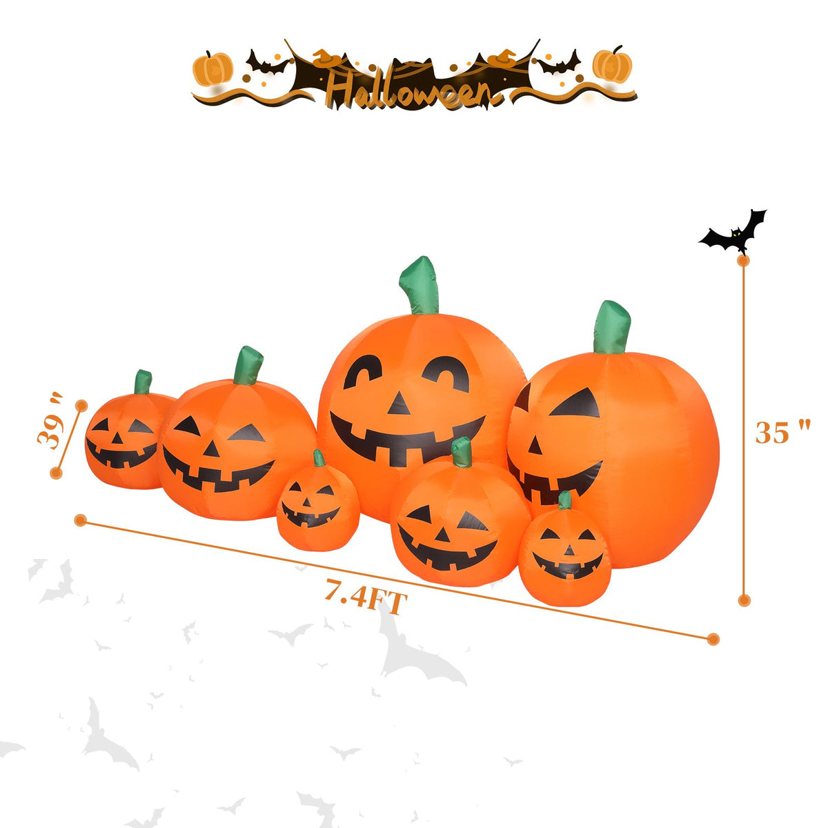 7ft Classic 7pcs LED String Lights 7pcs Pumpkin Inflatable Halloween Decoration - product view 2