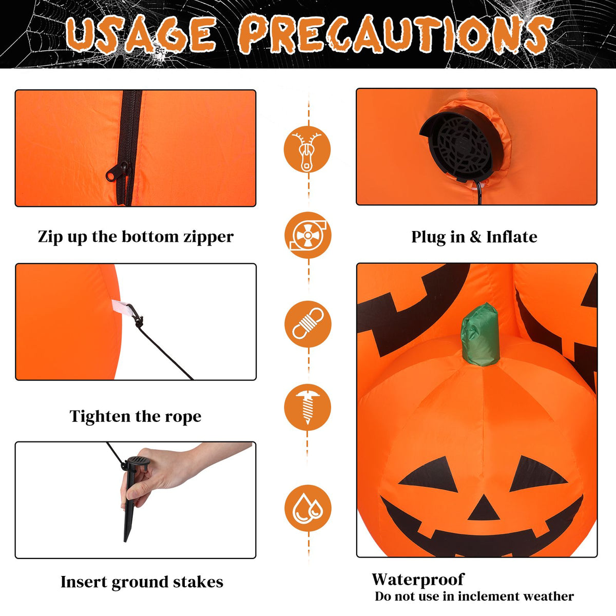 7ft Classic 7pcs LED String Lights 7pcs Pumpkin Inflatable Halloween Decoration - product view 6