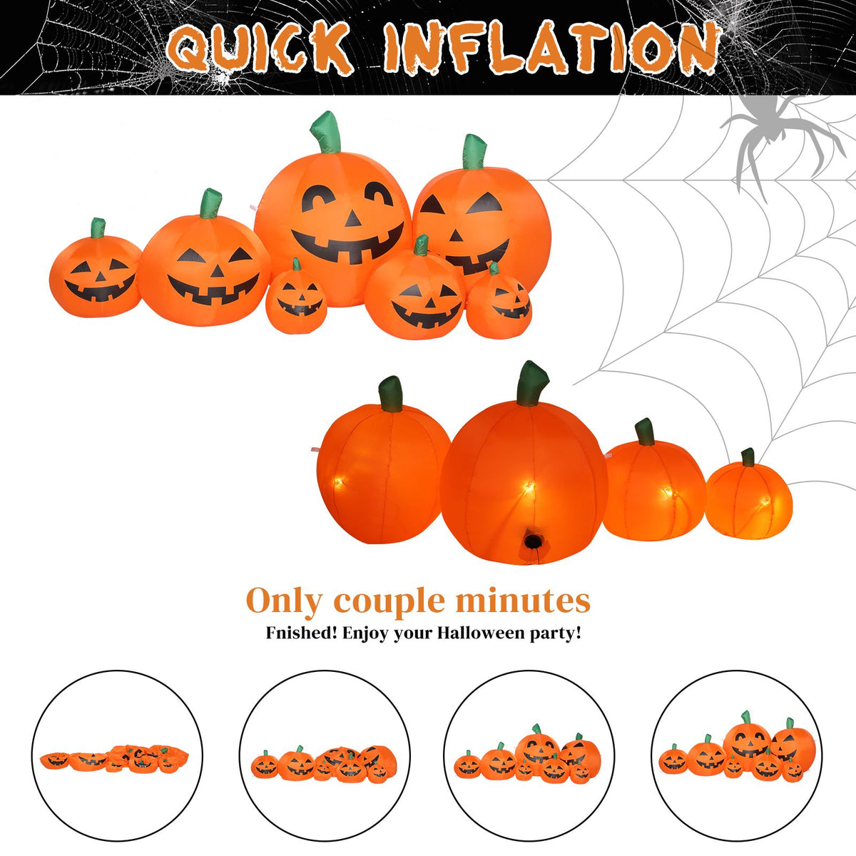 7ft Classic 7pcs LED String Lights 7pcs Pumpkin Inflatable Halloween Decoration - product view 4