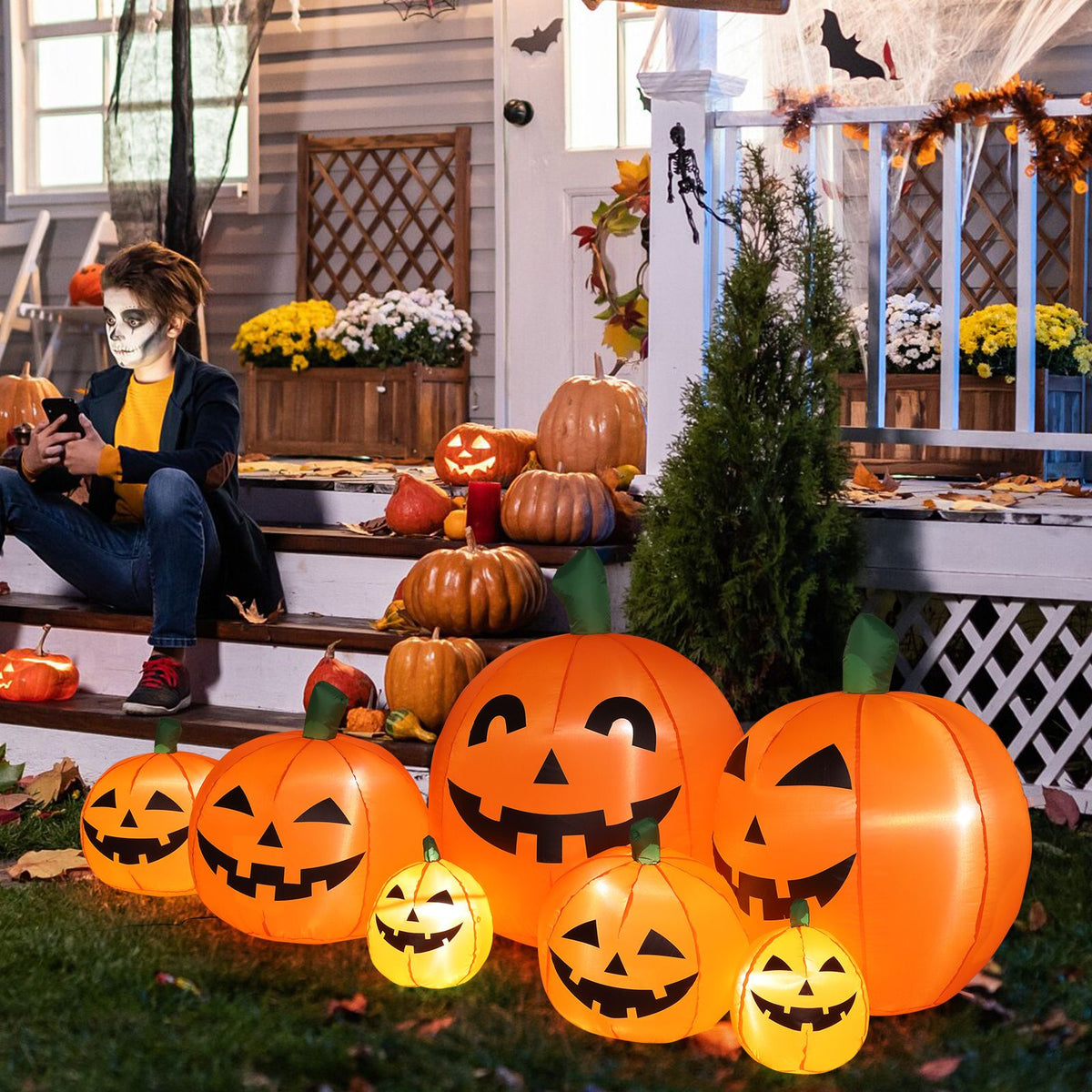 7ft Classic 7pcs LED String Lights 7pcs Pumpkin Inflatable Halloween Decoration - product view 13