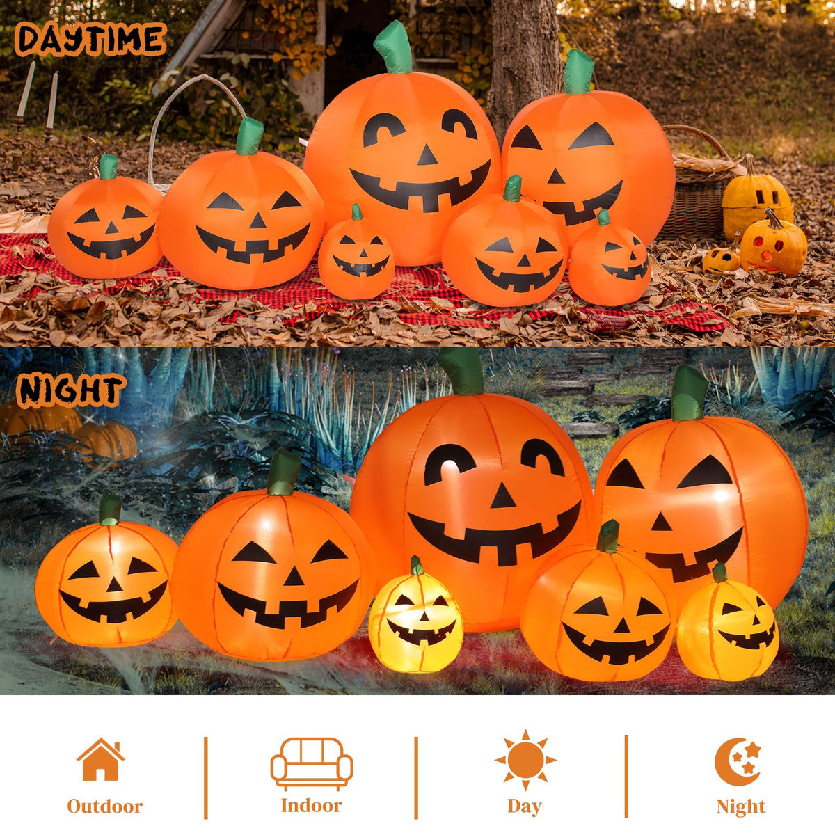 7ft Classic 7pcs LED String Lights 7pcs Pumpkin Inflatable Halloween Decoration - product view 9