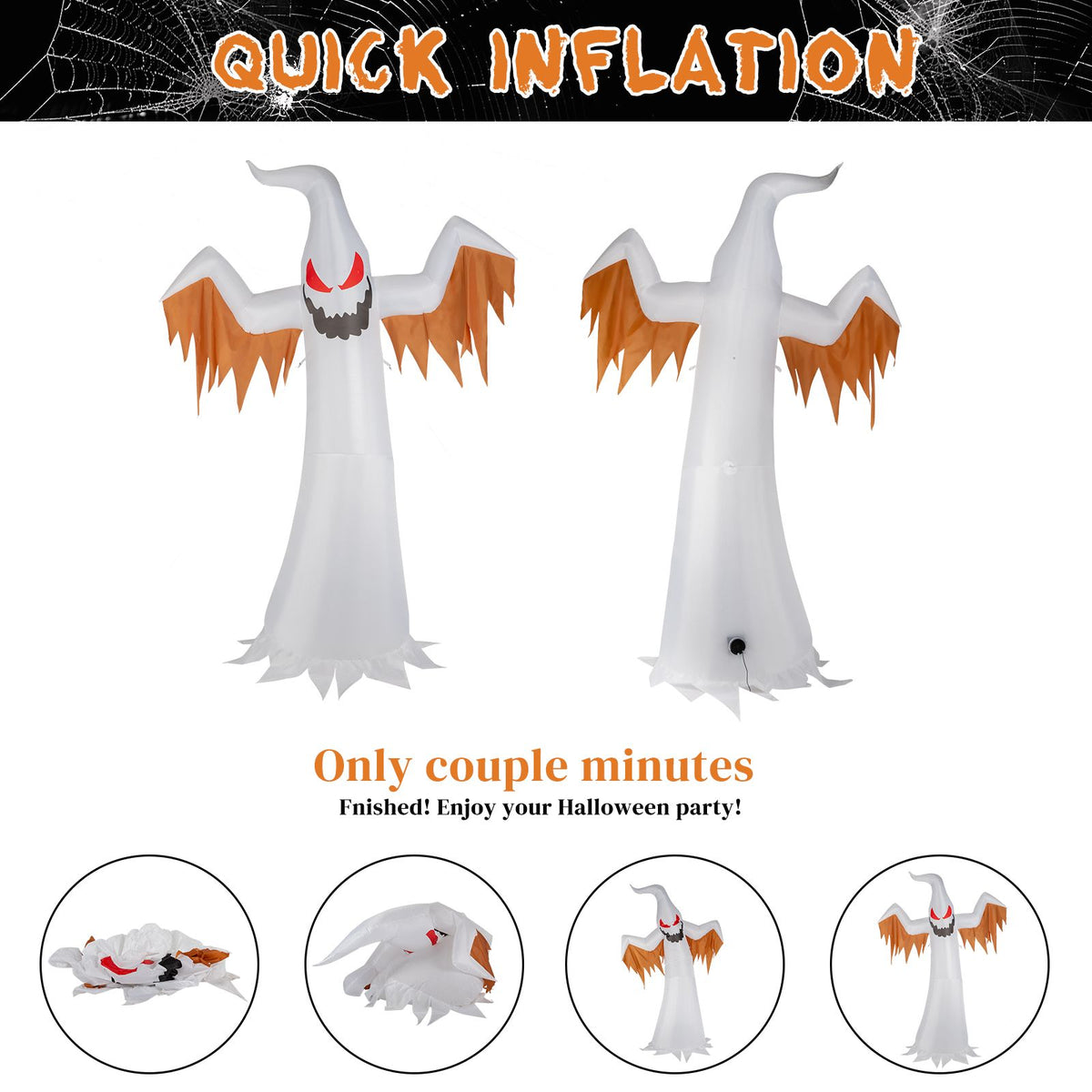 12ft 4pcs LED Lights Giant Scary Ghost Flames and Flashing Red Eyes Inflatable Halloween Decoration - product view 2