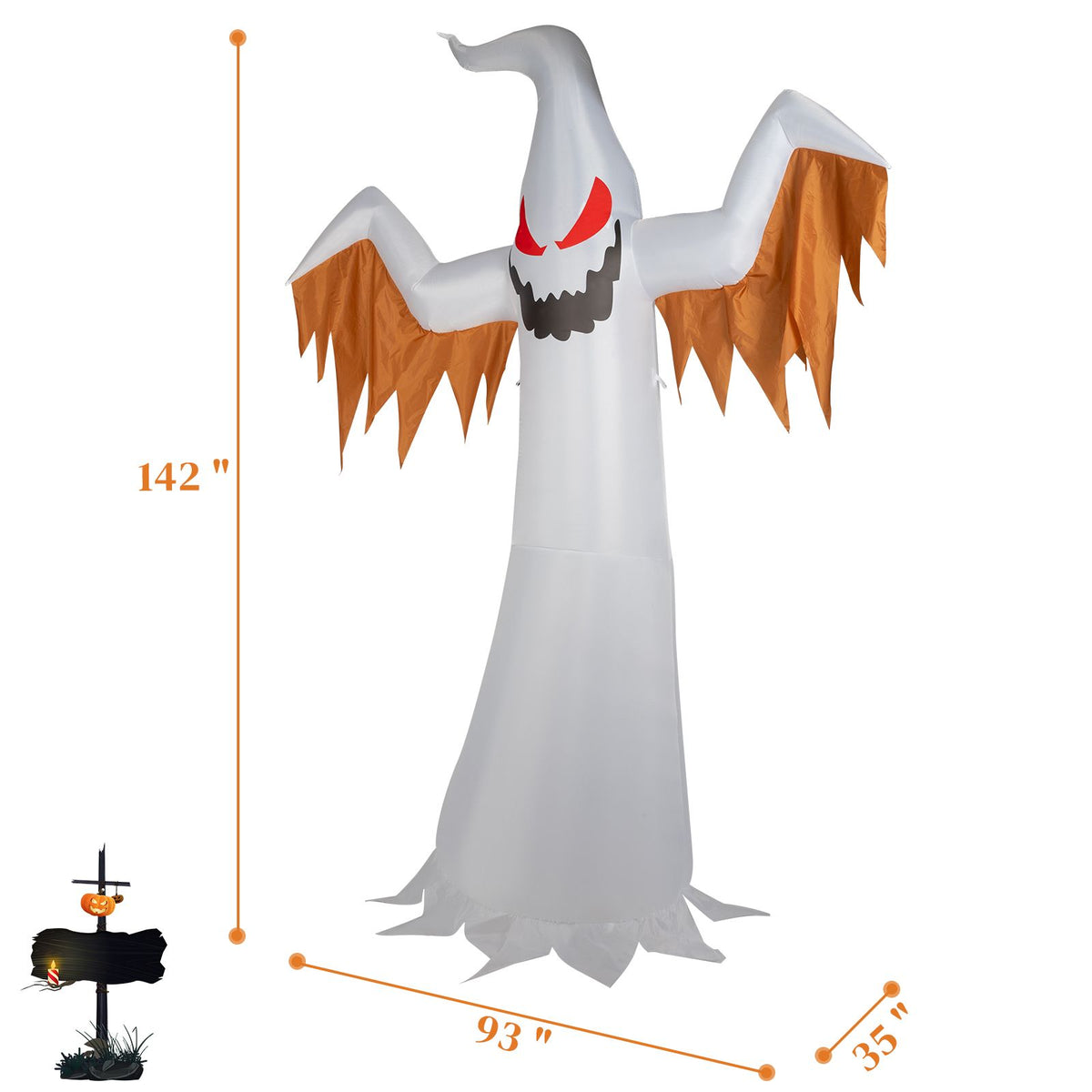 12ft 4pcs LED Lights Giant Scary Ghost Flames and Flashing Red Eyes Inflatable Halloween Decoration - product view 15