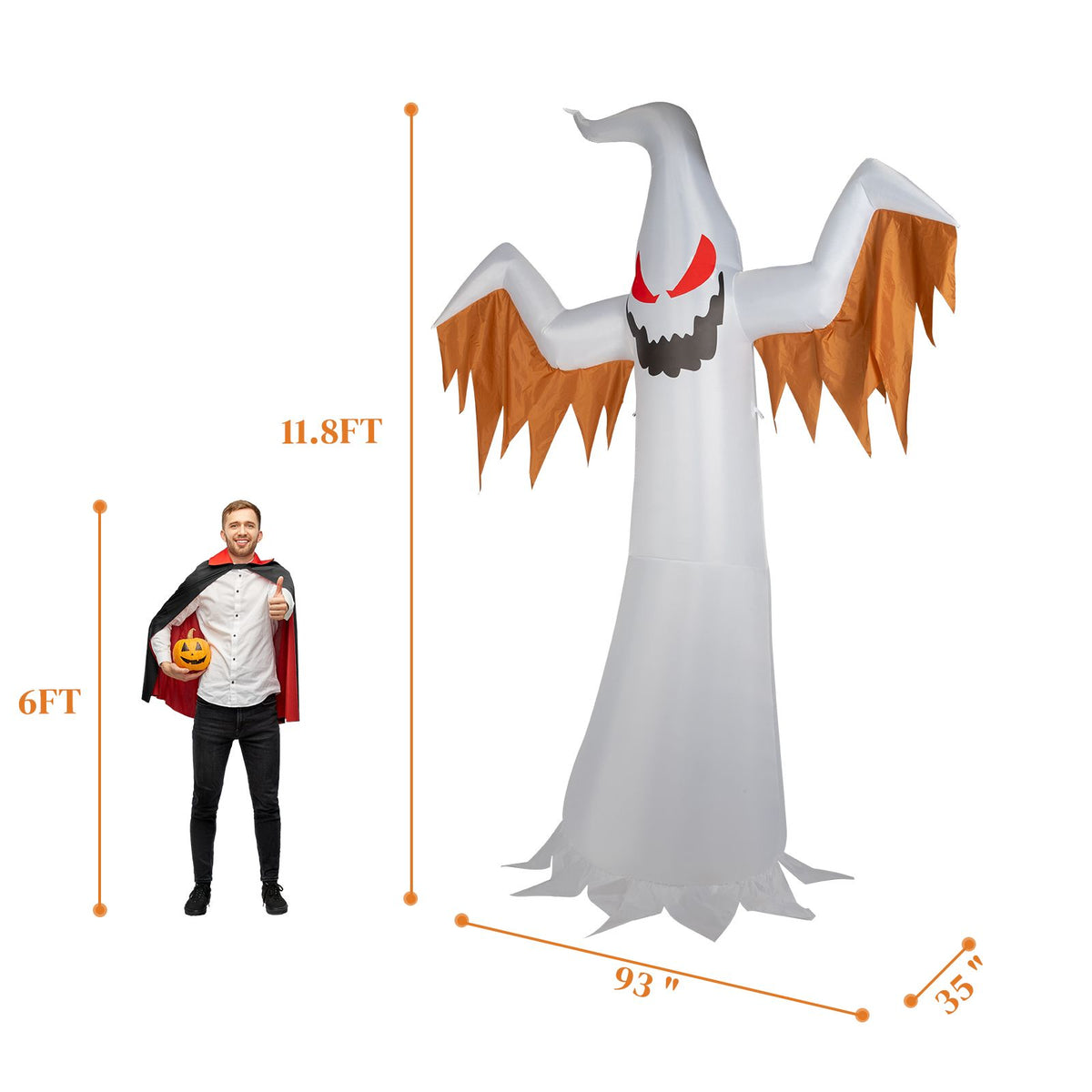 12ft 4pcs LED Lights Giant Scary Ghost Flames and Flashing Red Eyes Inflatable Halloween Decoration - product view 4