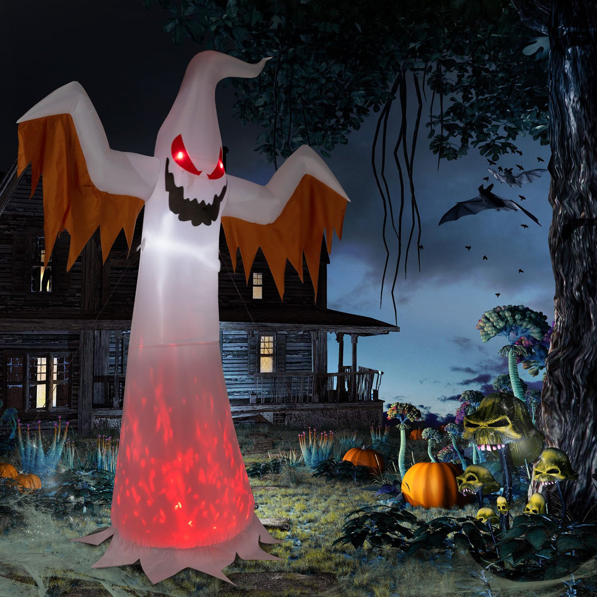 12ft 4pcs LED Lights Giant Scary Ghost Flames and Flashing Red Eyes Inflatable Halloween Decoration - product view 14