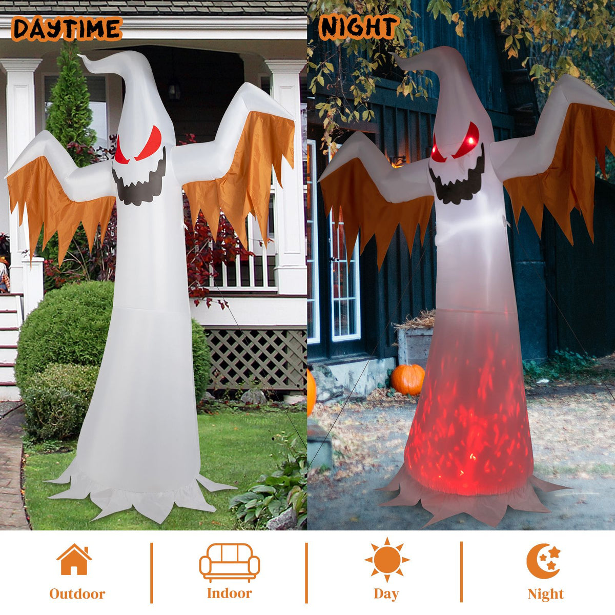 12ft 4pcs LED Lights Giant Scary Ghost Flames and Flashing Red Eyes Inflatable Halloween Decoration - product view 9
