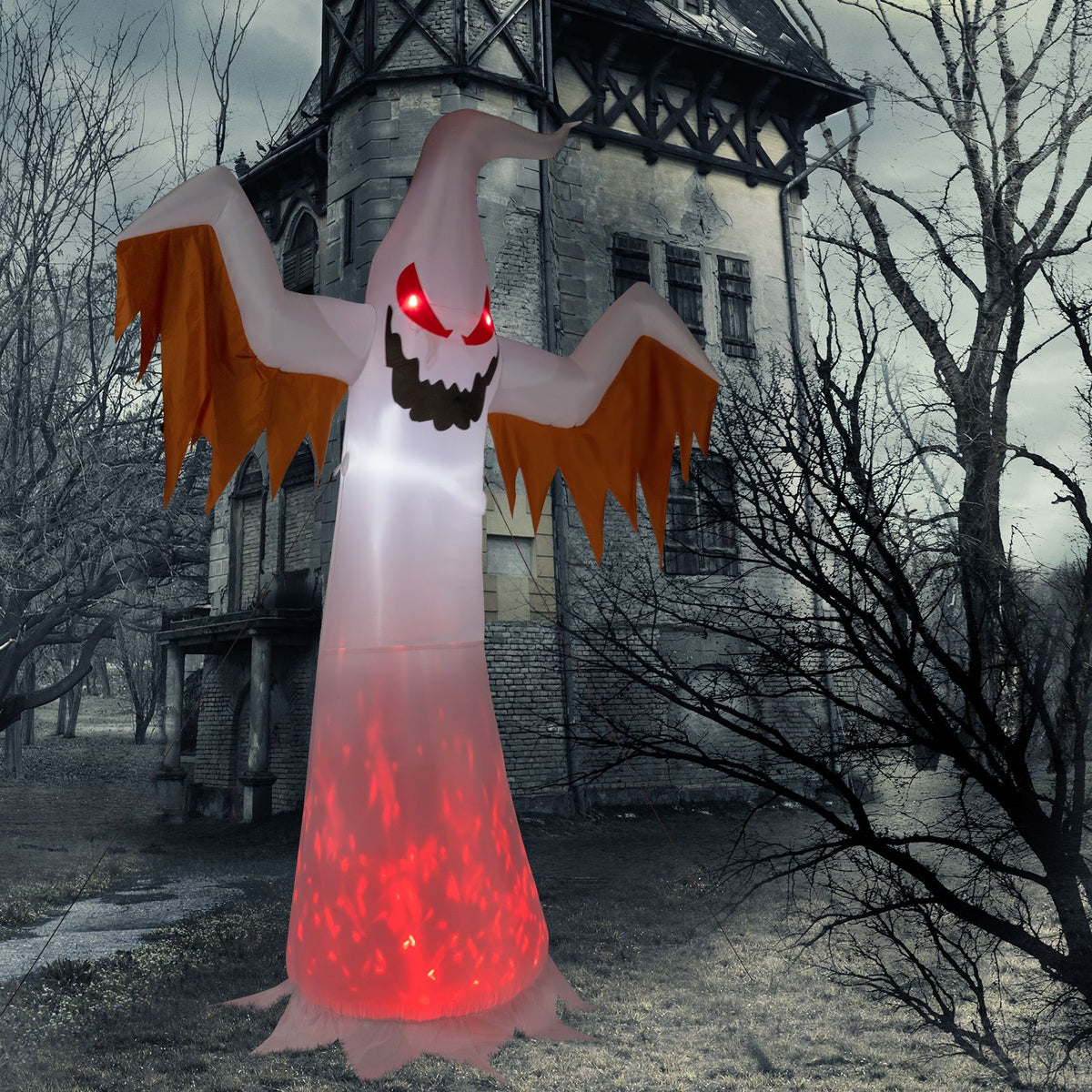 12ft 4pcs LED Lights Giant Scary Ghost Flames and Flashing Red Eyes Inflatable Halloween Decoration - product view 11