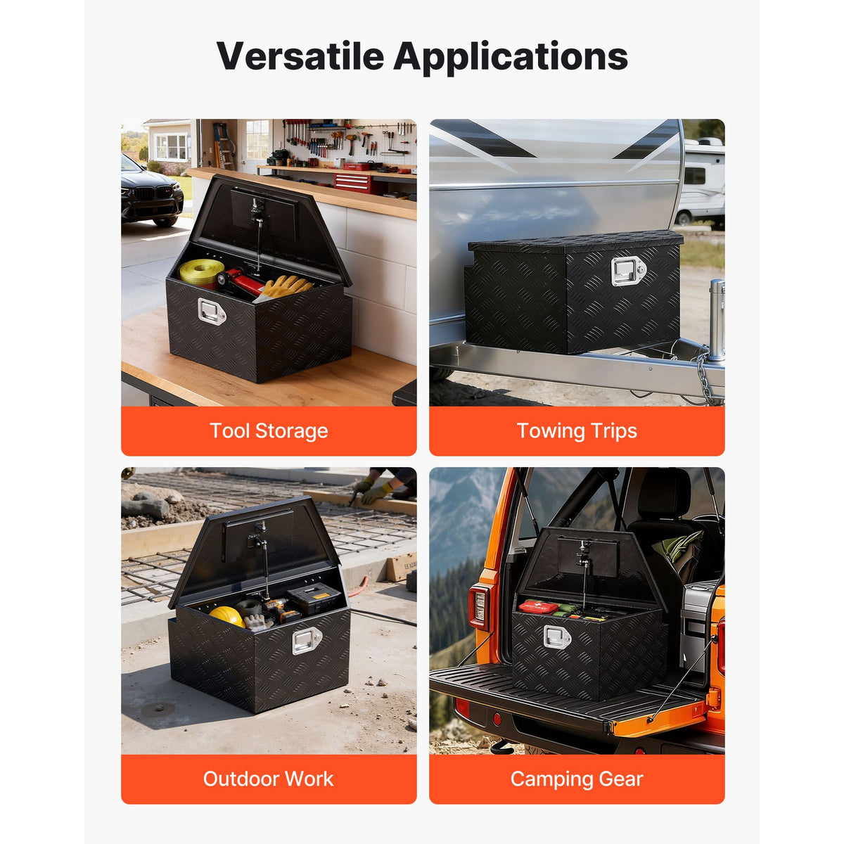 VEVOR 26 x 13 x 12 in Aluminum Trailer Tongue Tool Box