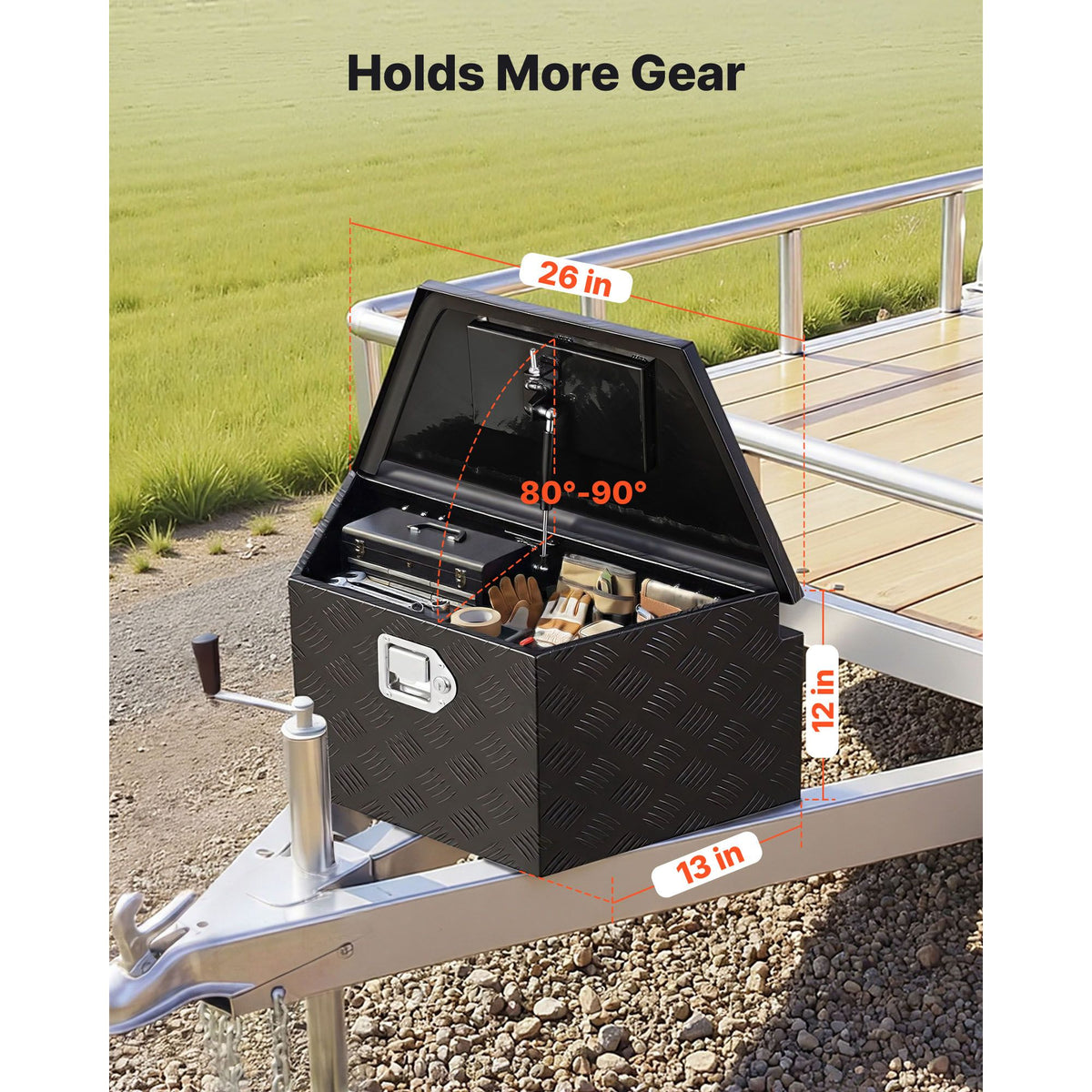 VEVOR 26 x 13 x 12 in Aluminum Trailer Tongue Tool Box