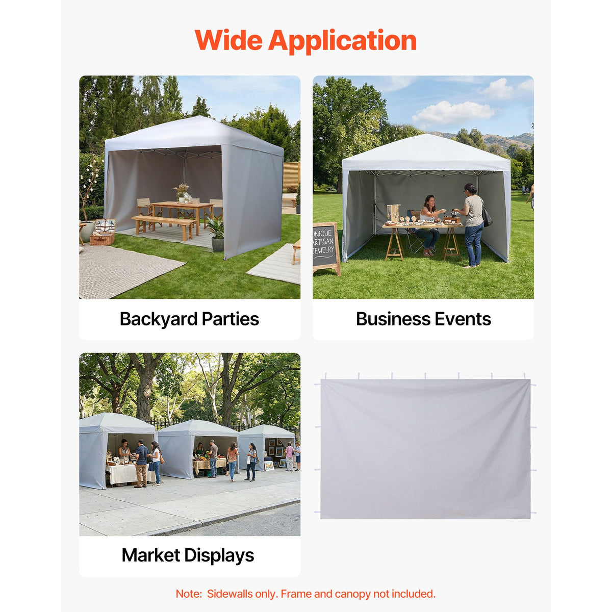 VEVOR 10 x 10 ft Canopy Sidewalls, 3-Side Set