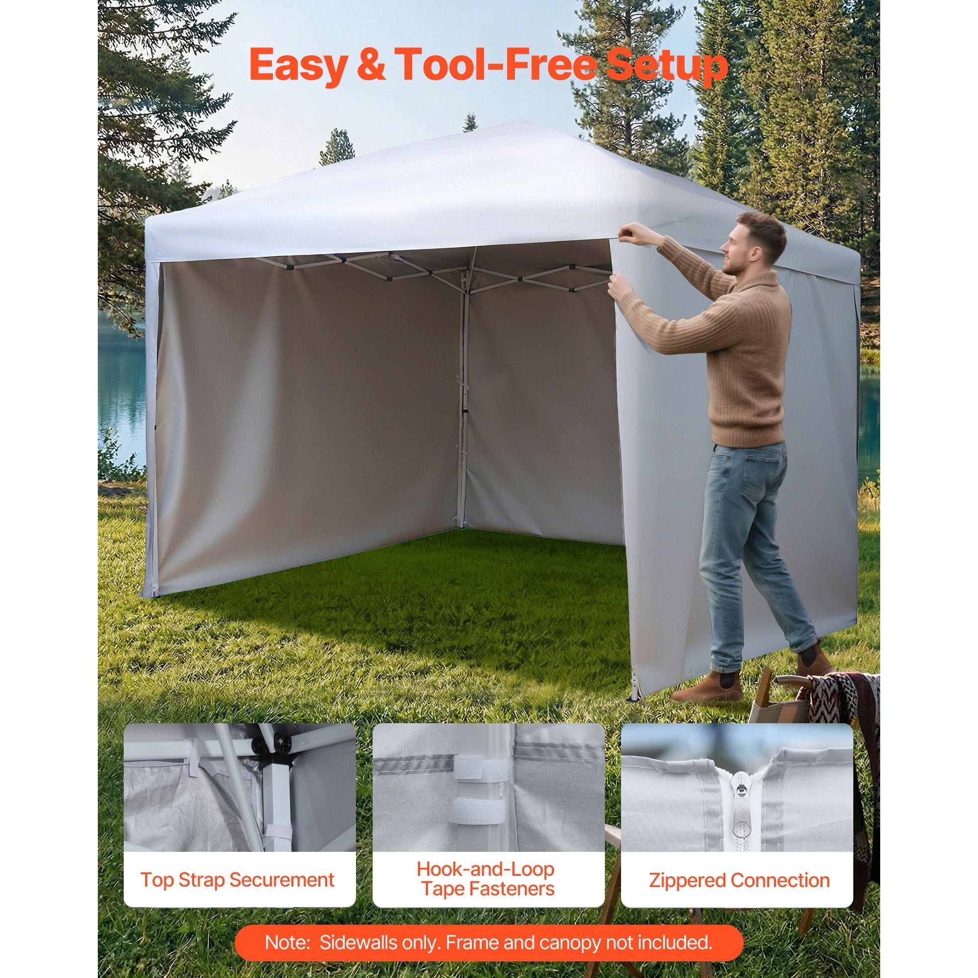 VEVOR 10 x 10 ft Canopy Sidewalls, 3-Side Set
