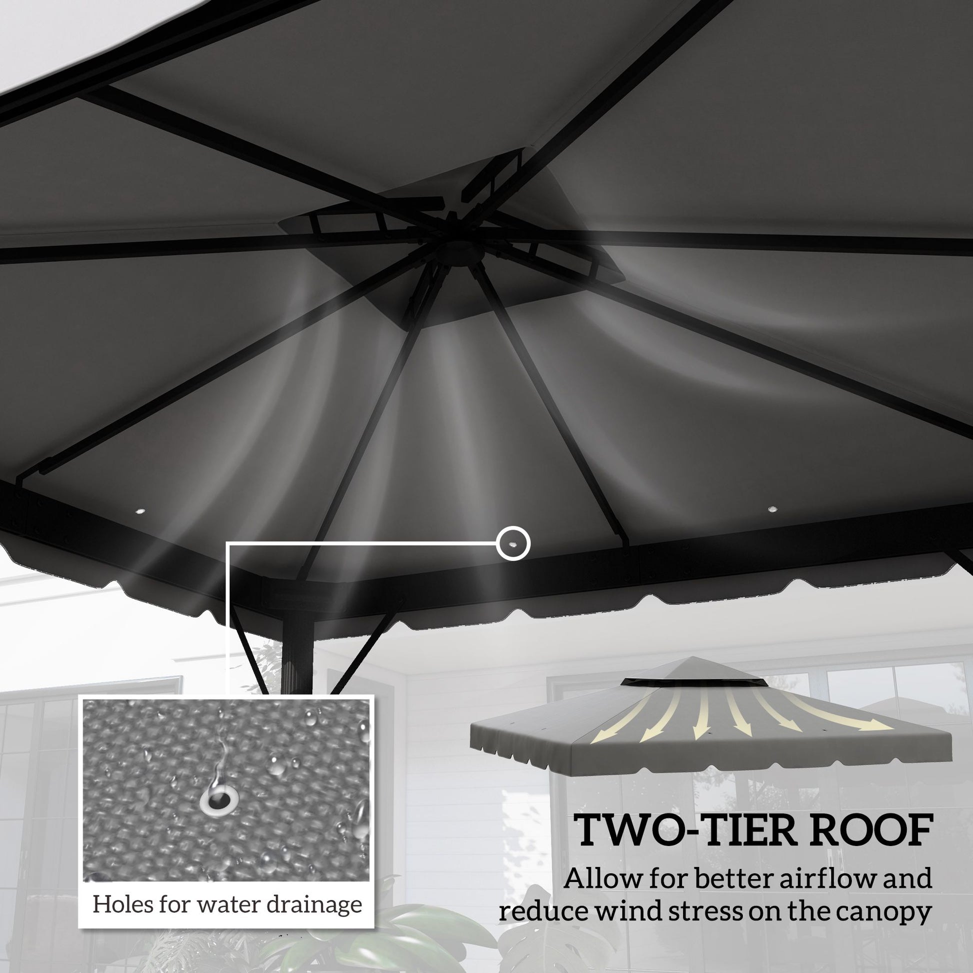 Outsunny 10 x 10 ft Gazebo Replacement Canopy Top, Light Gray