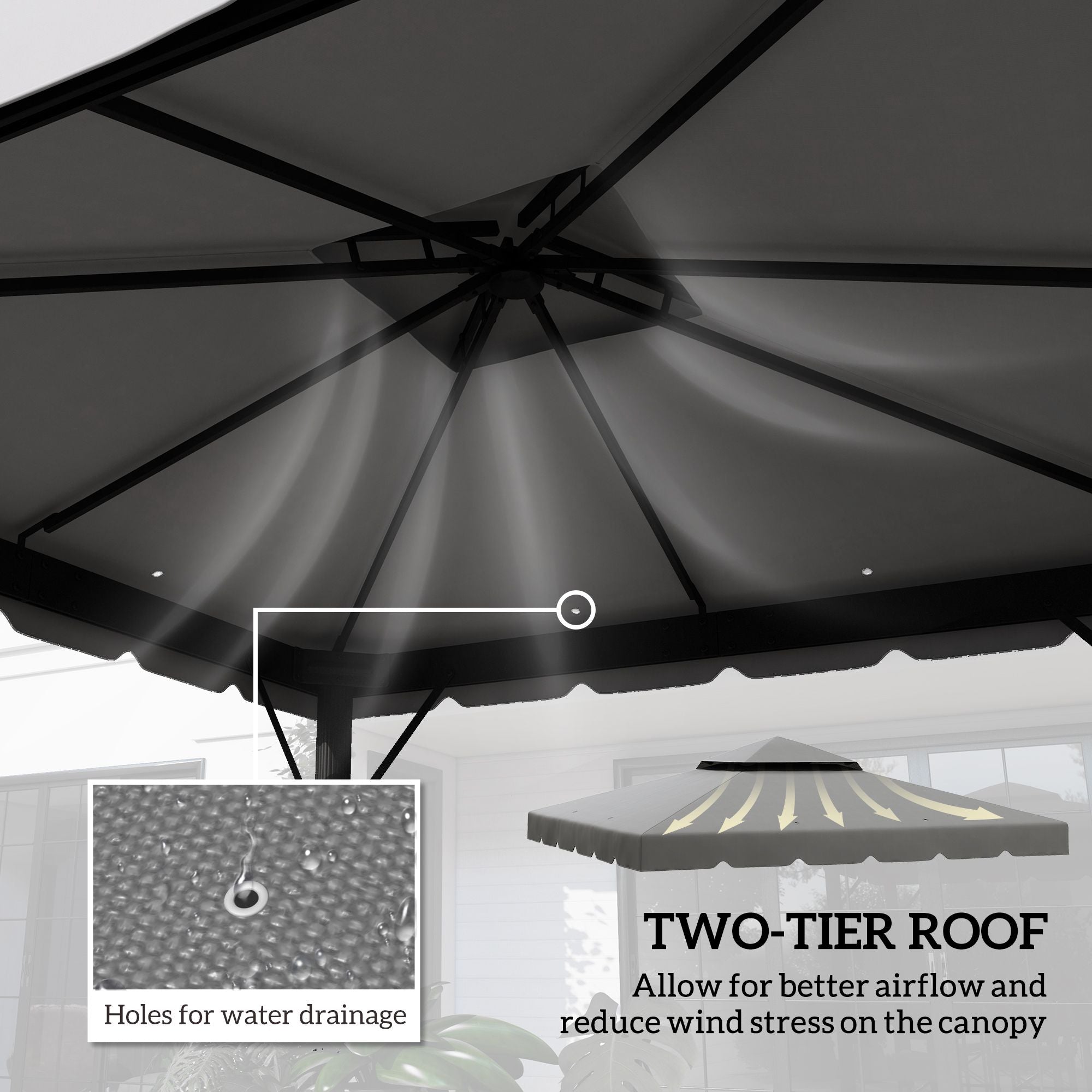 Outsunny 10 x 10 ft Gazebo Replacement Canopy Top, Light Gray