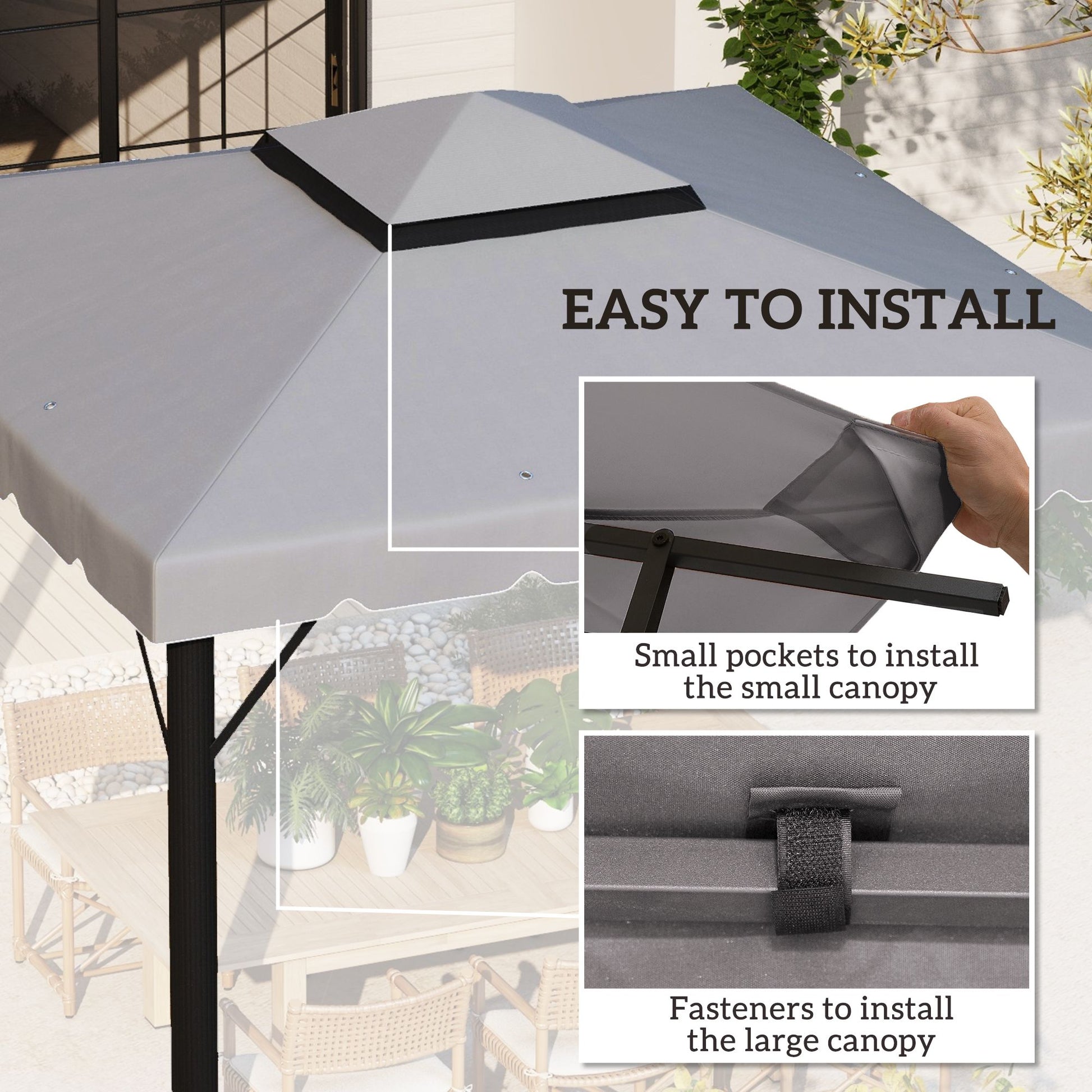Outsunny 10 x 10 ft Gazebo Replacement Canopy Top, Light Gray
