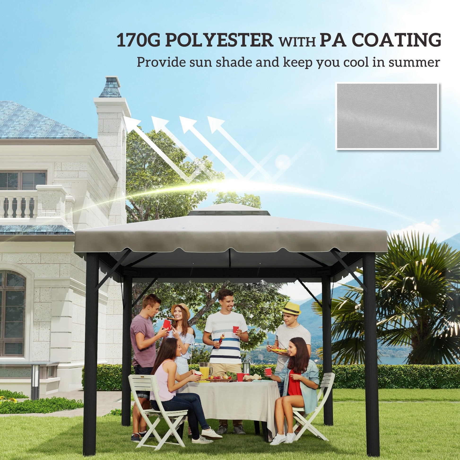 Outsunny 10 x 10 ft Gazebo Replacement Canopy Top, Light Gray