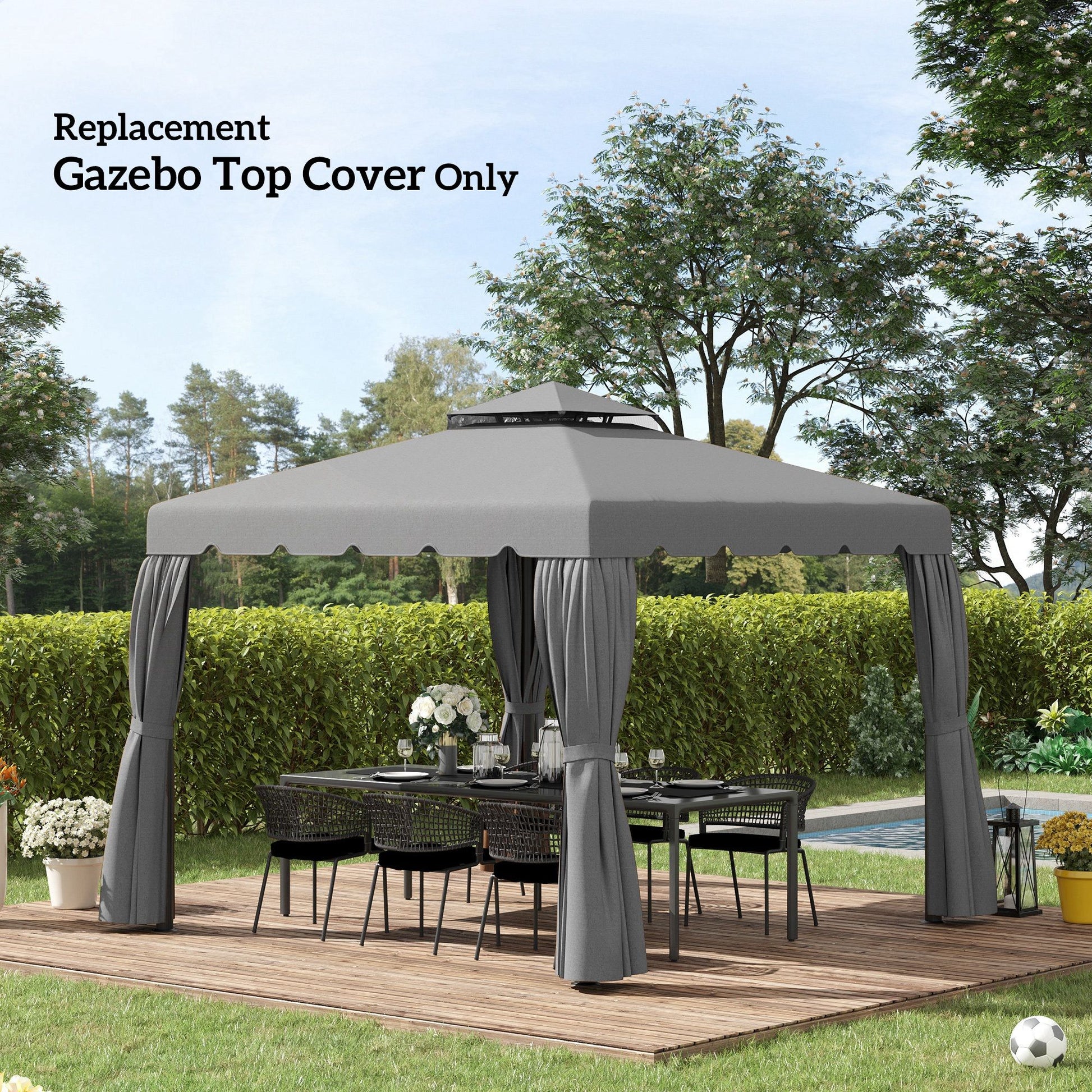 Outsunny 10 x 10 ft Gazebo Replacement Canopy Top, Light Gray