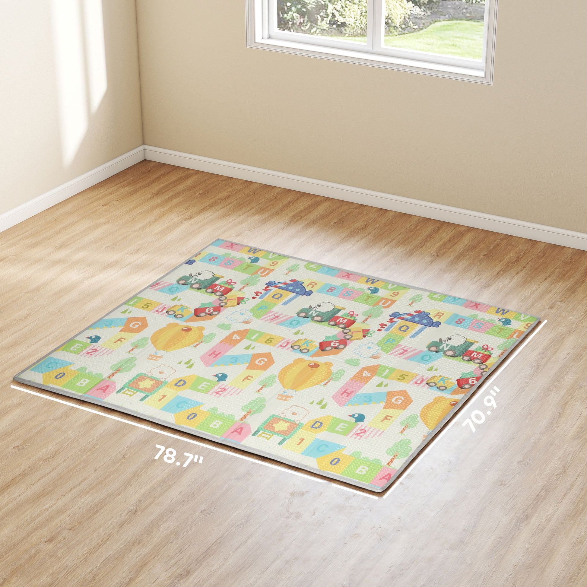 Qaba 79 x 71 in Foldable Reversible Baby Play Mat, Multicolor