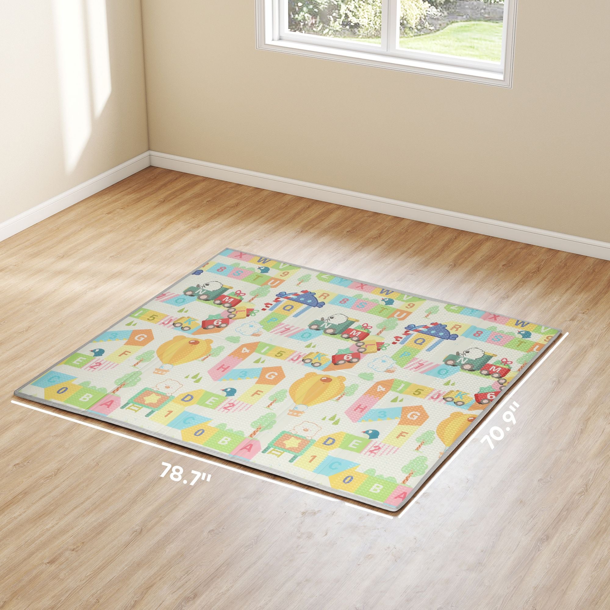 Qaba 79 x 71 in Foldable Reversible Baby Play Mat, Multicolor