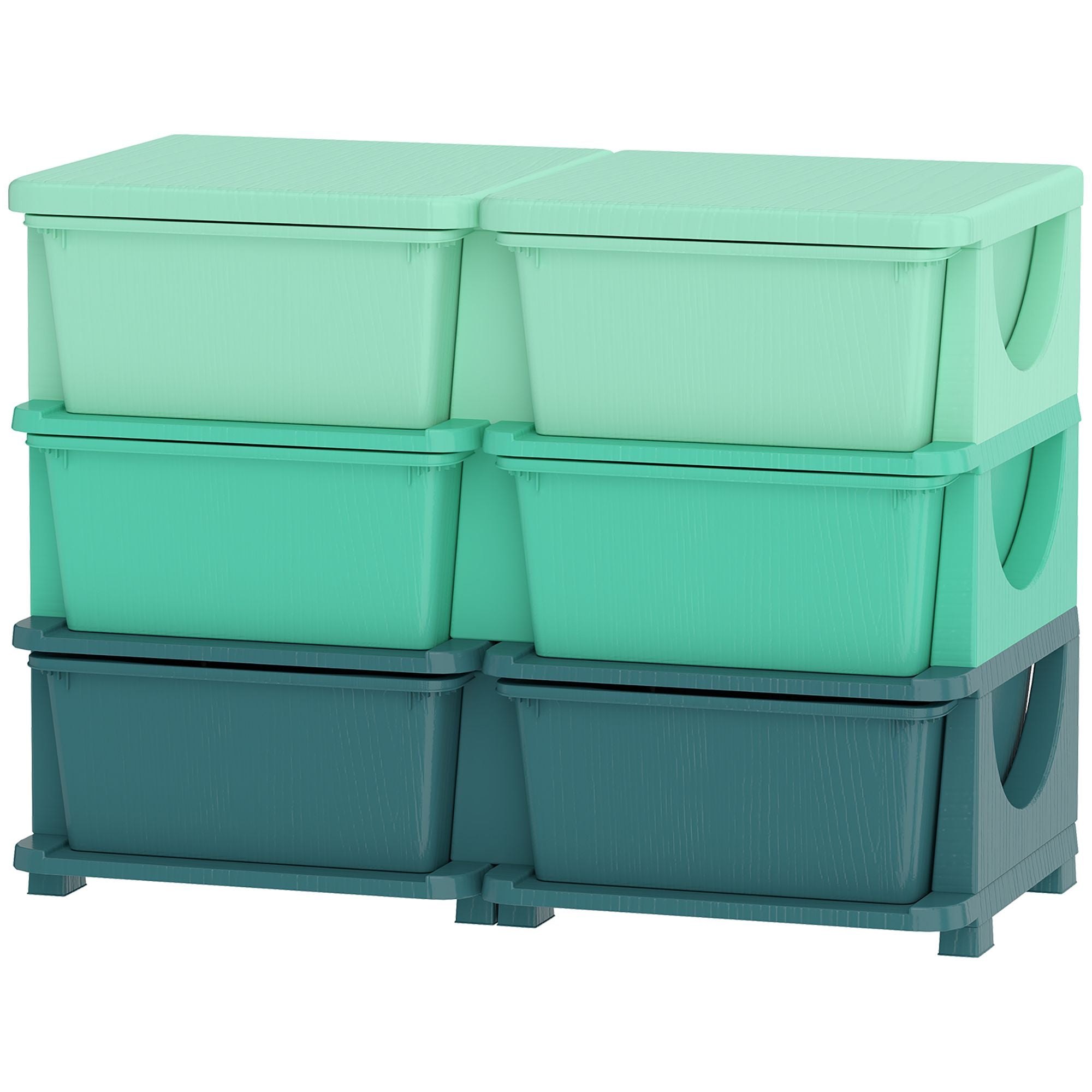 Qaba 3-Tier Kids Toy Storage Organizer with 6 Drawers, Green