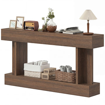 HOMCOM 63 in Vintage Console Table with Storage Shelf, Brown