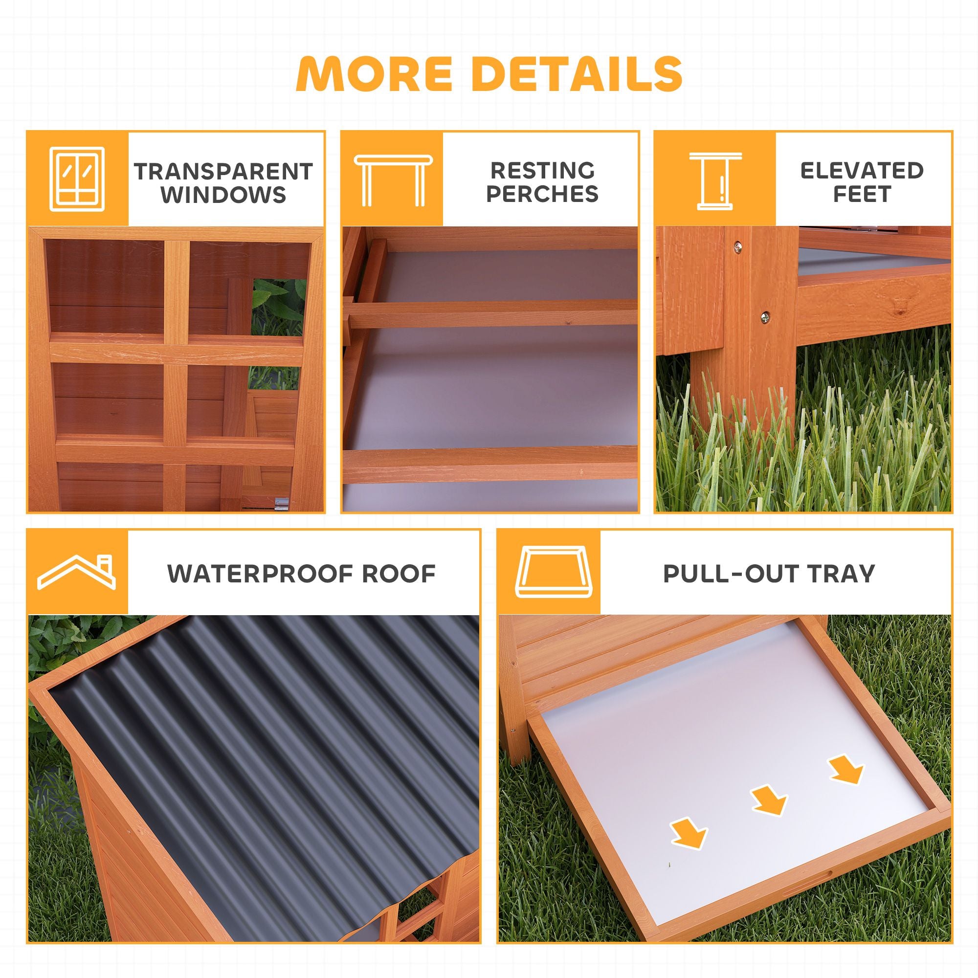 PawHut Wooden Chicken Coop with Nesting Box and Pull-Out Tray