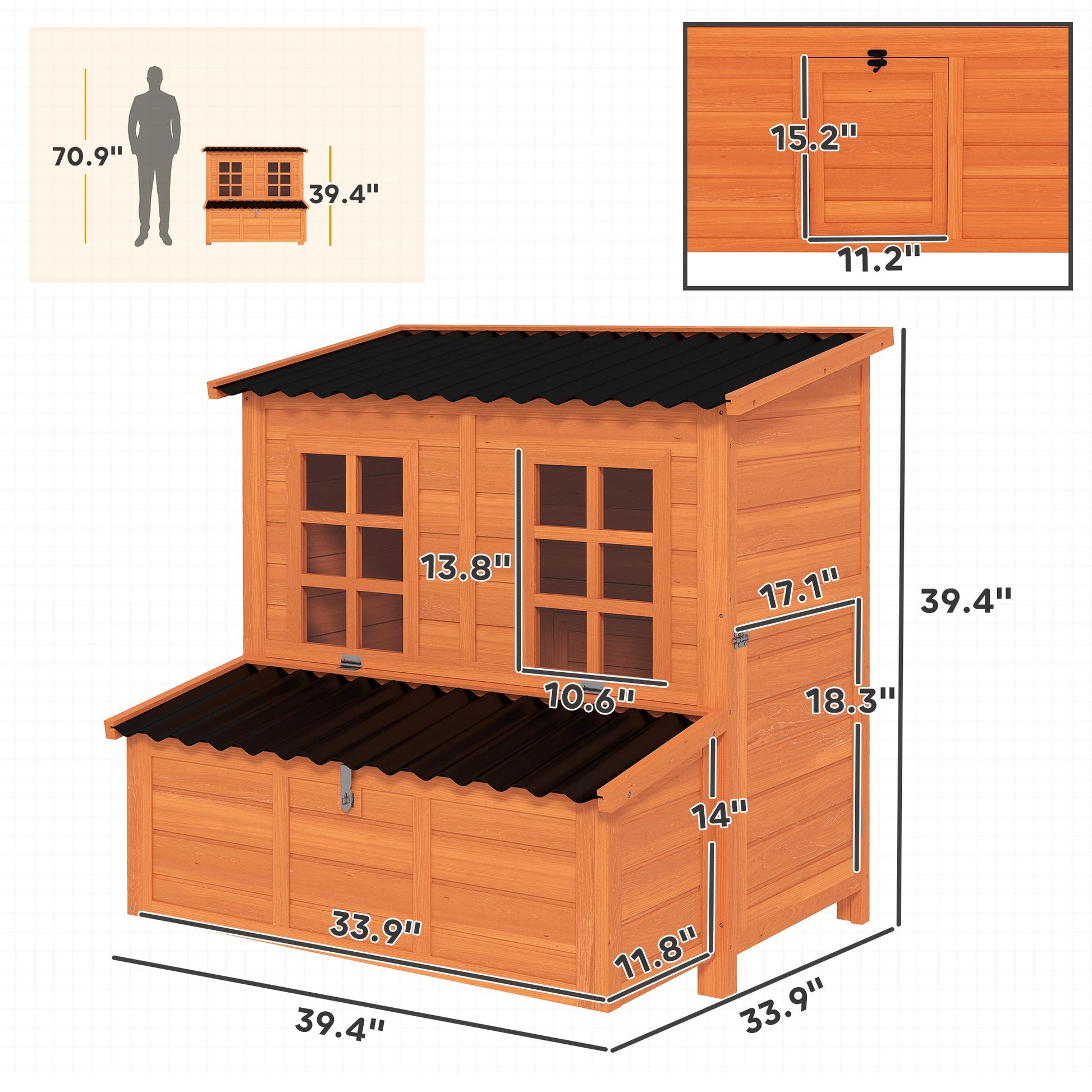 PawHut Wooden Chicken Coop with Nesting Box and Pull-Out Tray