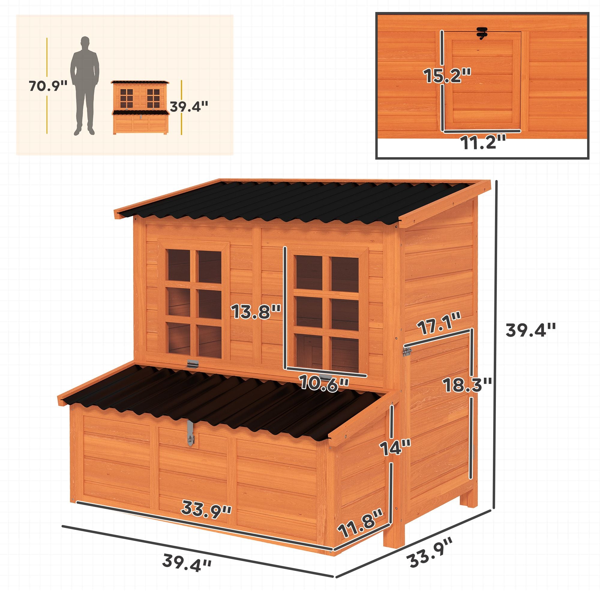 PawHut Wooden Chicken Coop with Nesting Box and Pull-Out Tray