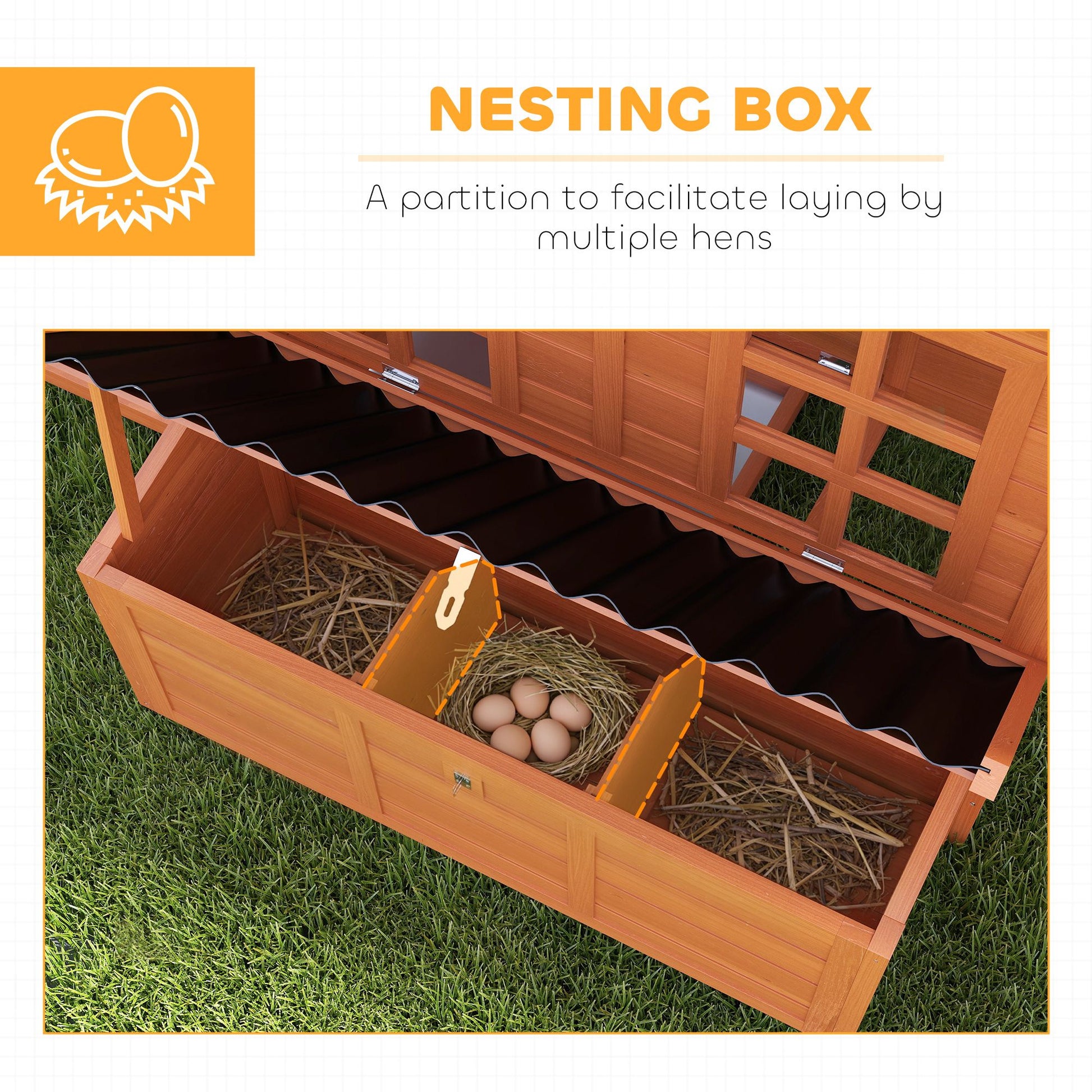 PawHut Wooden Chicken Coop with Nesting Box and Pull-Out Tray