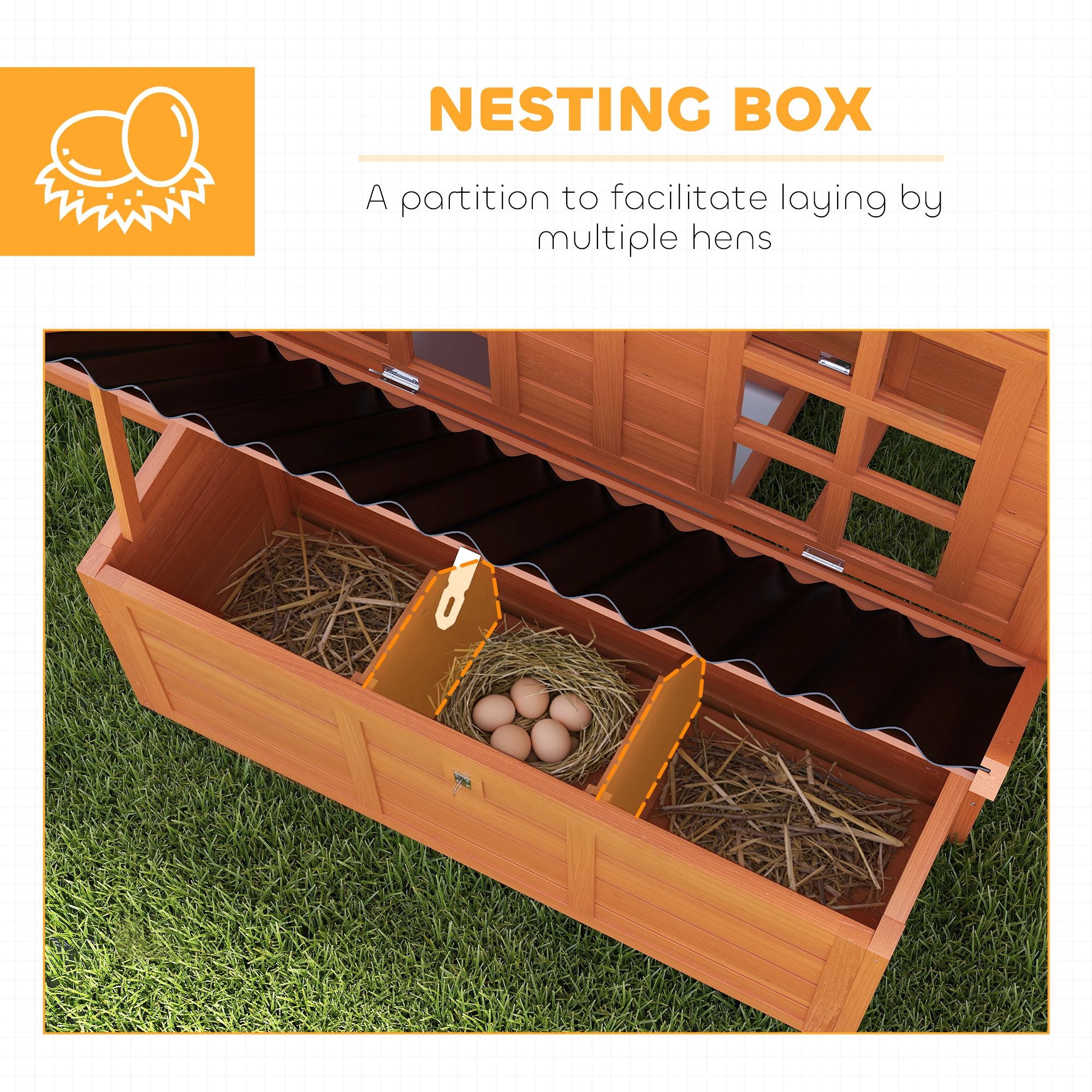 PawHut Wooden Chicken Coop with Nesting Box and Pull-Out Tray