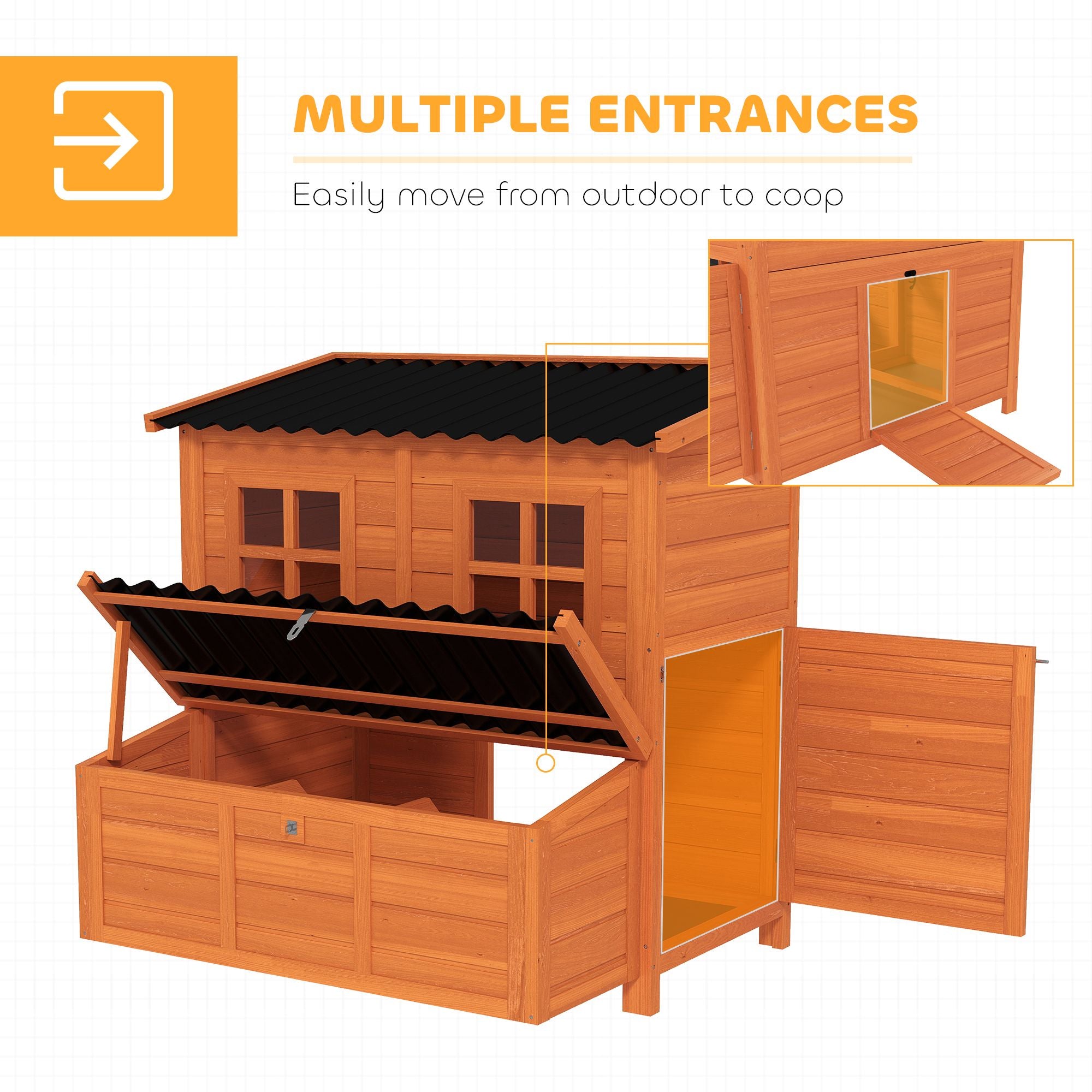 PawHut Wooden Chicken Coop with Nesting Box and Pull-Out Tray