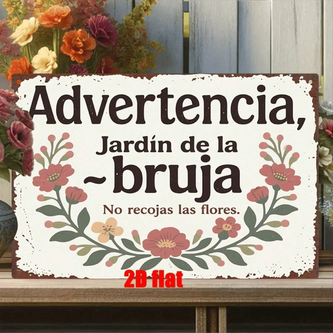 Spanish Witch 2D Flat Metal Wall Art Sign, Vintage Waterproof Rustproof Metal Plaque 7.8X11.8 Inch, Halloween Indoor Outdoor Hom, Home Decor