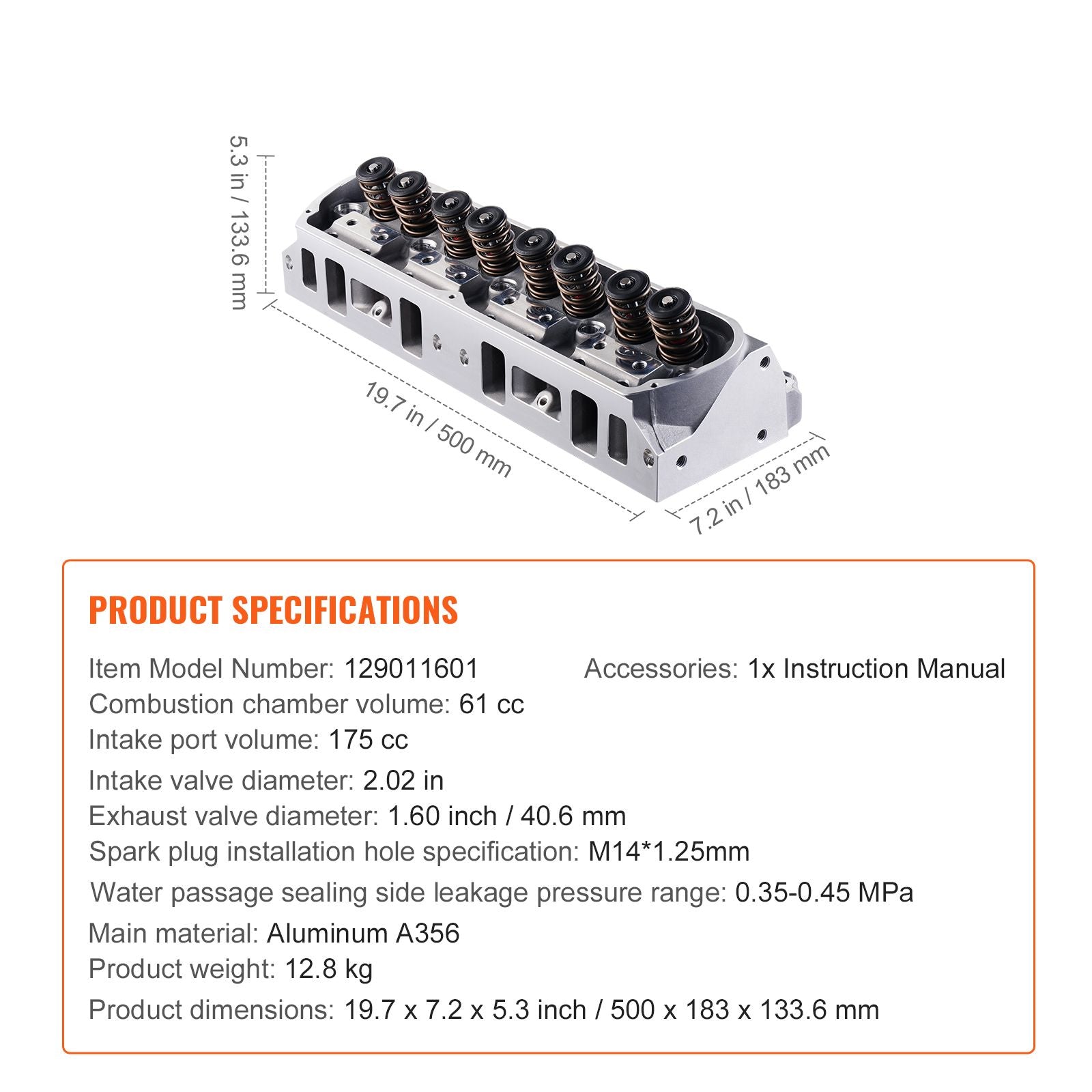 VEVOR Aluminum Engine Cylinder Head Assembly for Ford SBF