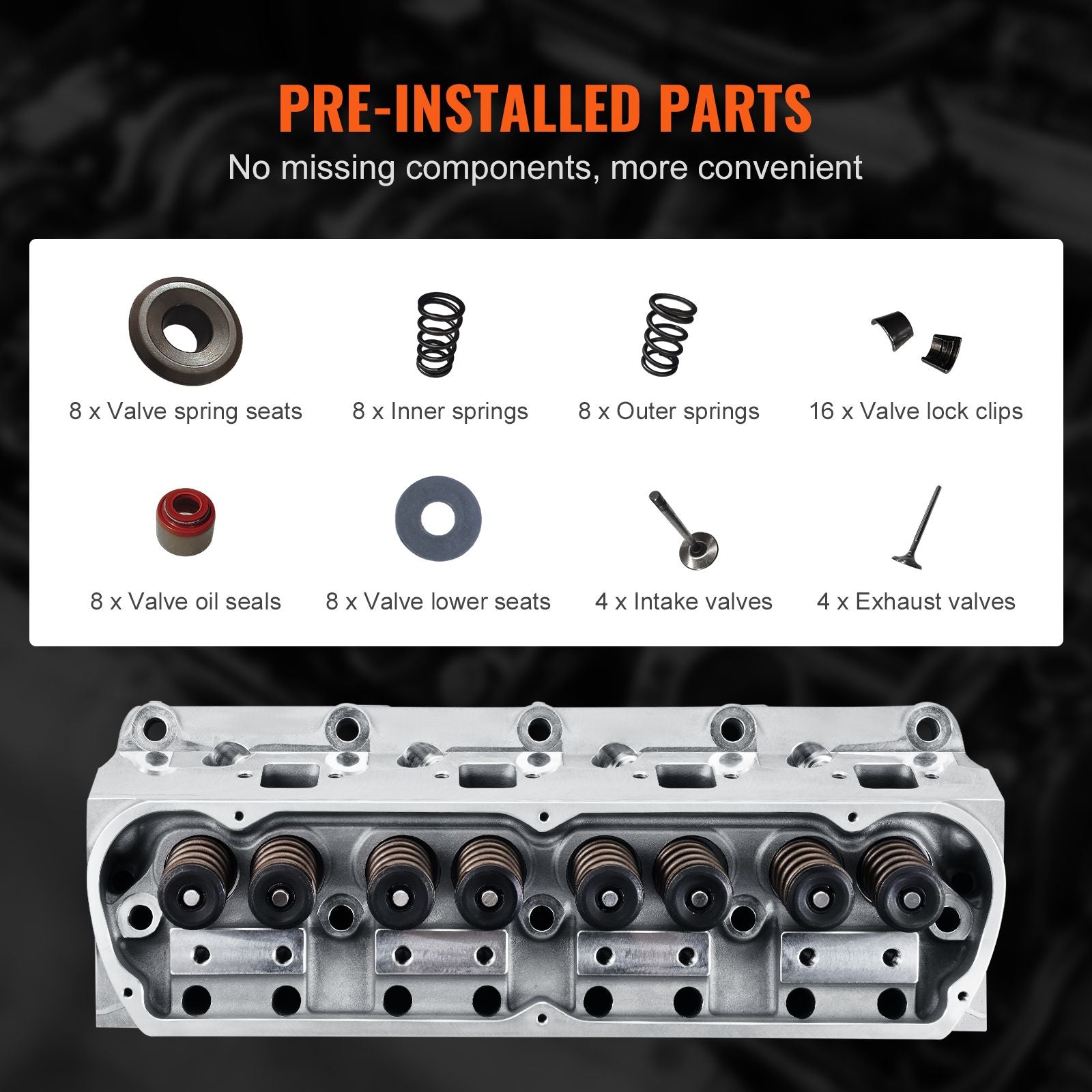 VEVOR Aluminum Engine Cylinder Head Assembly for Ford SBF