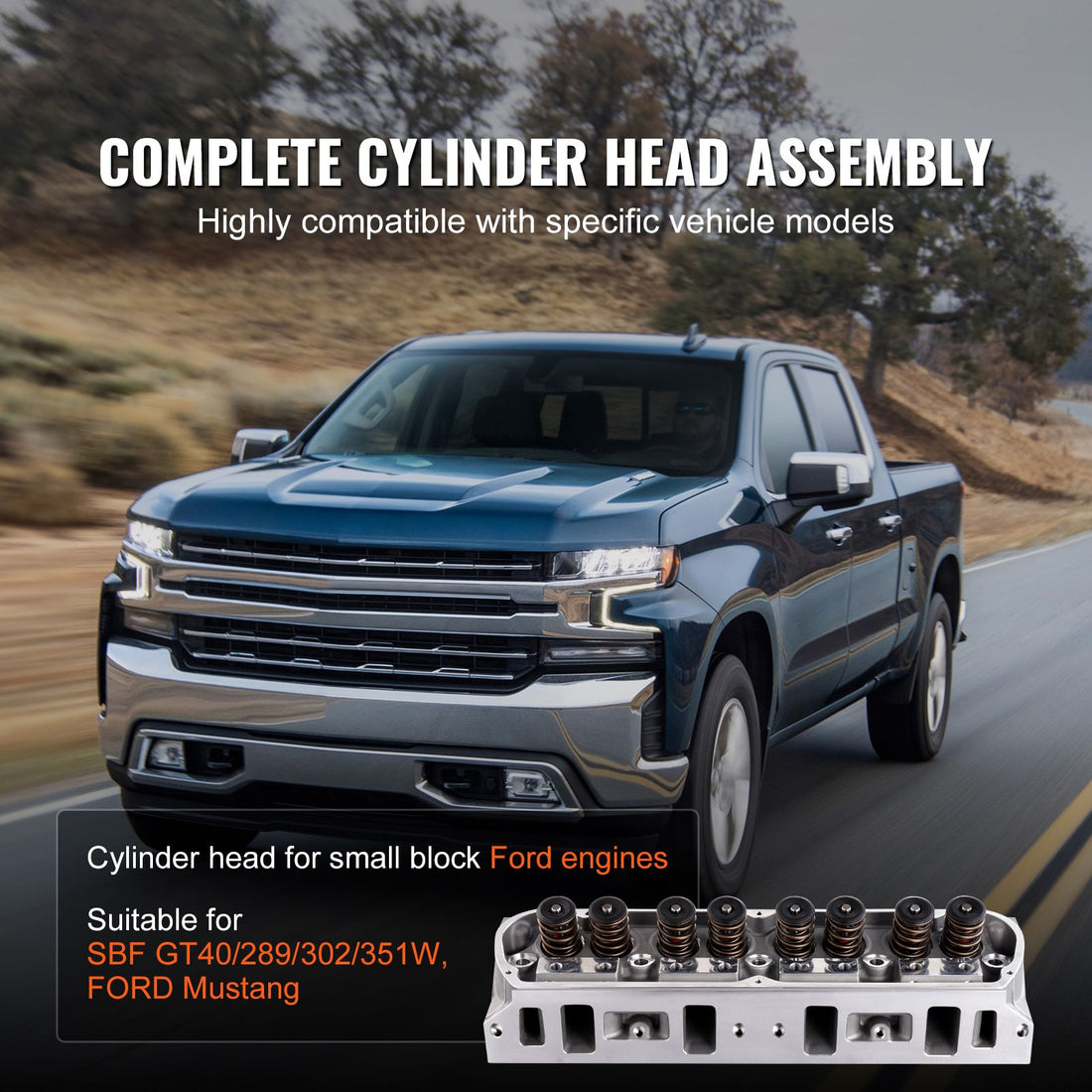 VEVOR Aluminum Engine Cylinder Head Assembly for Ford SBF
