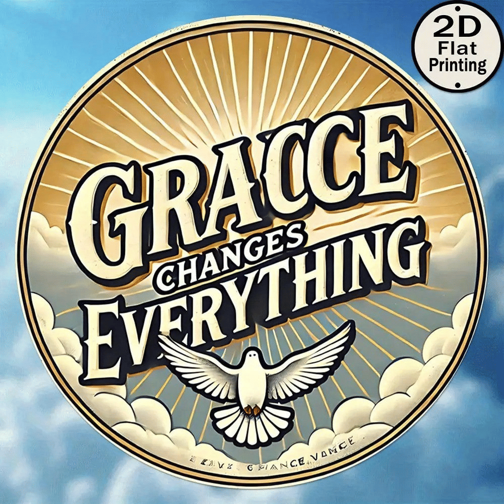 White Dove & Sunbeam Round Metal Wall Sign, 8 x 8 in - product view 2