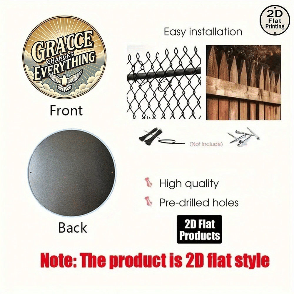 White Dove & Sunbeam Round Metal Wall Sign, 8 x 8 in - product view 4