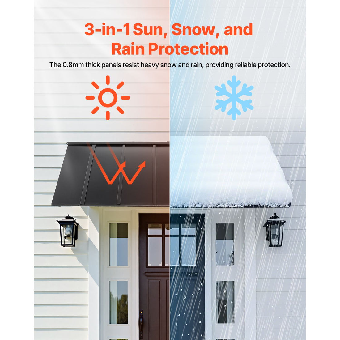VEVOR 80 x 36 in Fixed Metal Door & Window Awning