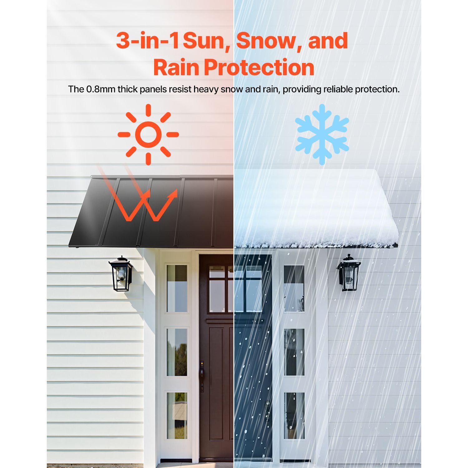 VEVOR 104 x 36 in Fixed Metal Door & Window Awning