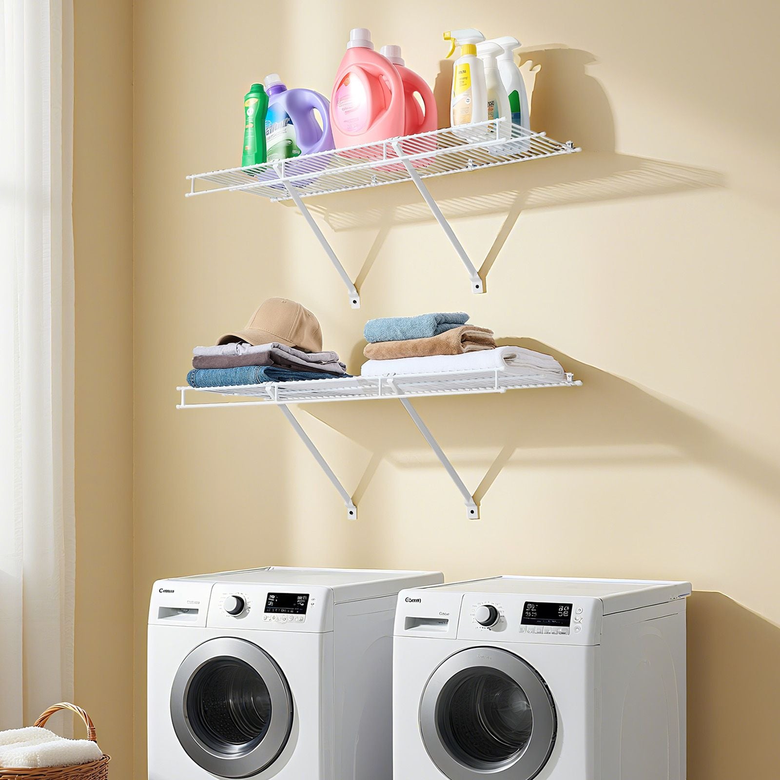VEVOR 3 ft Wall-Mounted Wire Shelf Kit, Set of 2