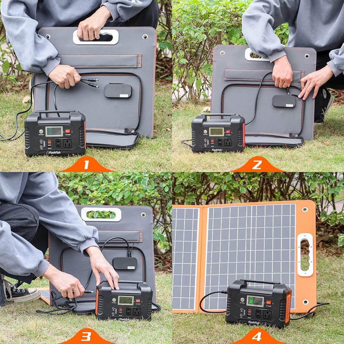 200W Portable Power Station, FlashFish 40800mAh Solar Generator with 110V AC Outlet/2 DC Ports/3 USB Ports, USB-C/QC3.0 for Phones, Tablets On - product view 3