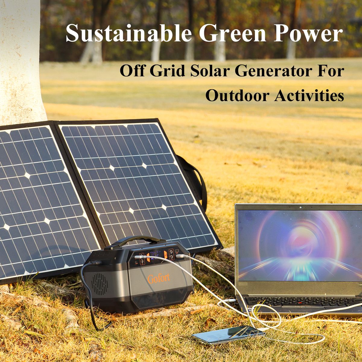 Gofort 330W Portable Power Station, 299Wh Solar Generator Backup Power Supply with 2X 110V AC Outlets, 4X 12V DC Outlets and 4X USB Outlets for - product view 4