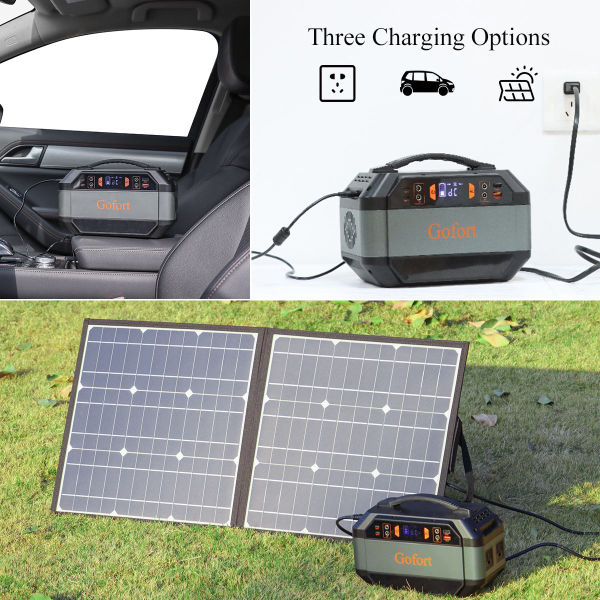 Gofort 330W Portable Power Station, 299Wh Solar Generator Backup Power Supply with 2X 110V AC Outlets, 4X 12V DC Outlets and 4X USB Outlets for - product view 6