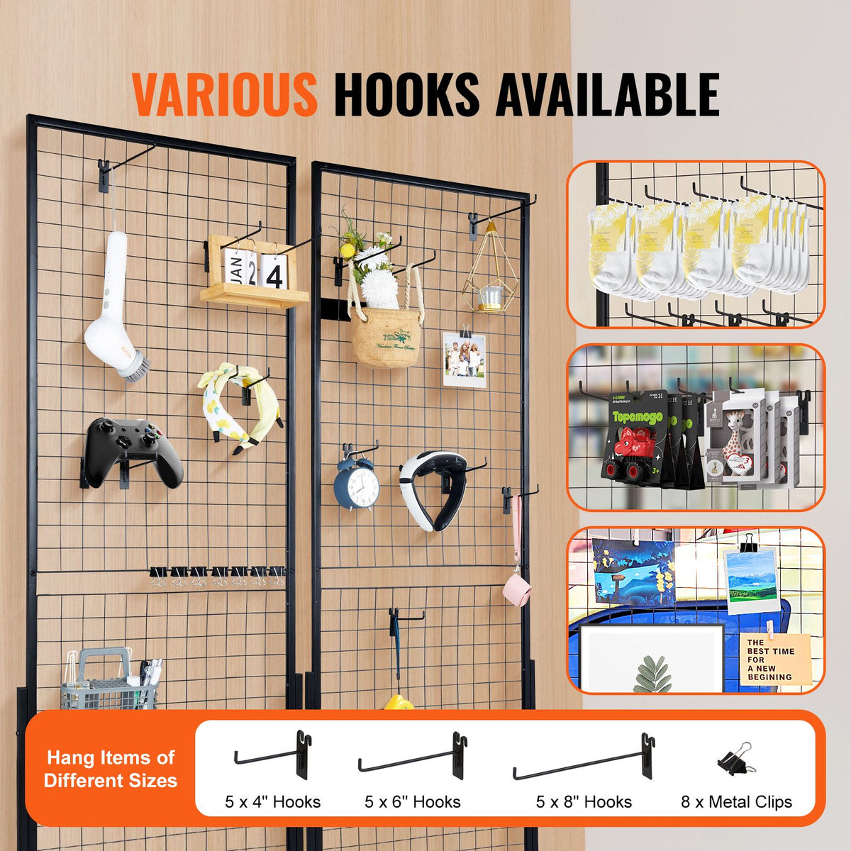 VEVOR 2 x 5.6 ft Gridwall Display Panels, 2-Pack