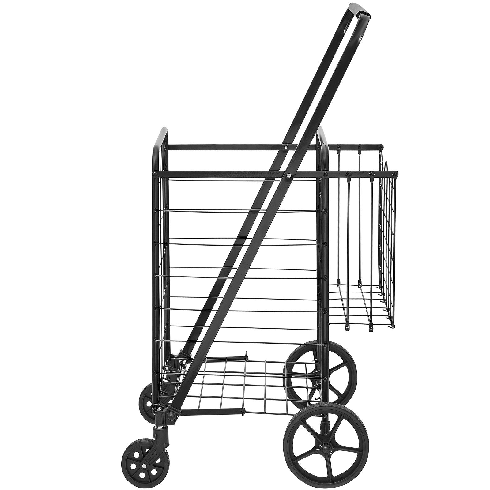 VEVOR Folding Shopping Cart with Double Baskets, 110 lb Capacity