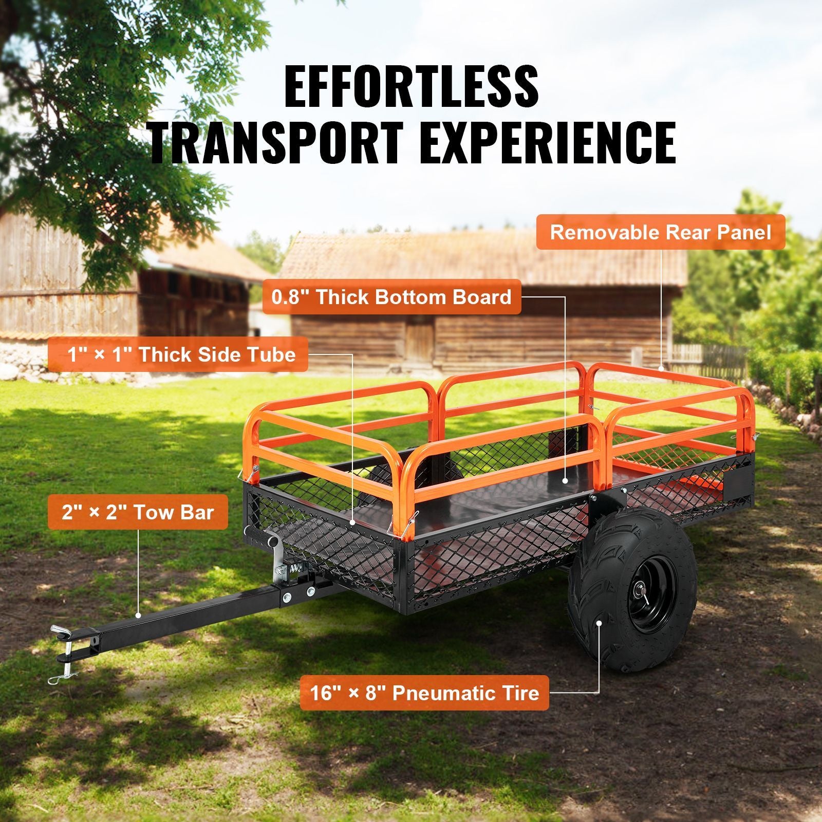VEVOR ATV Dump Trailer, 1500 lb Capacity, 15 cu ft