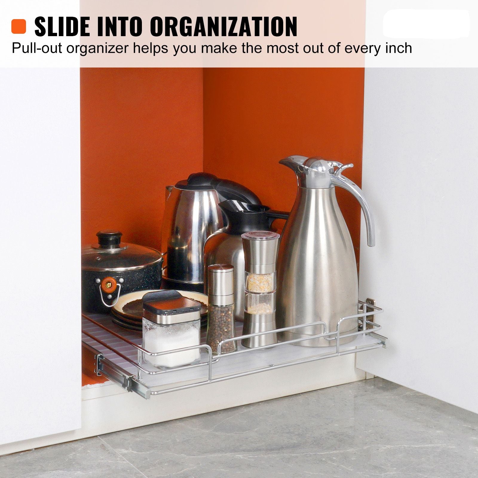 VEVOR Pull-Out Cabinet Organizer, Heavy-Duty Steel Slide-Out Shelf