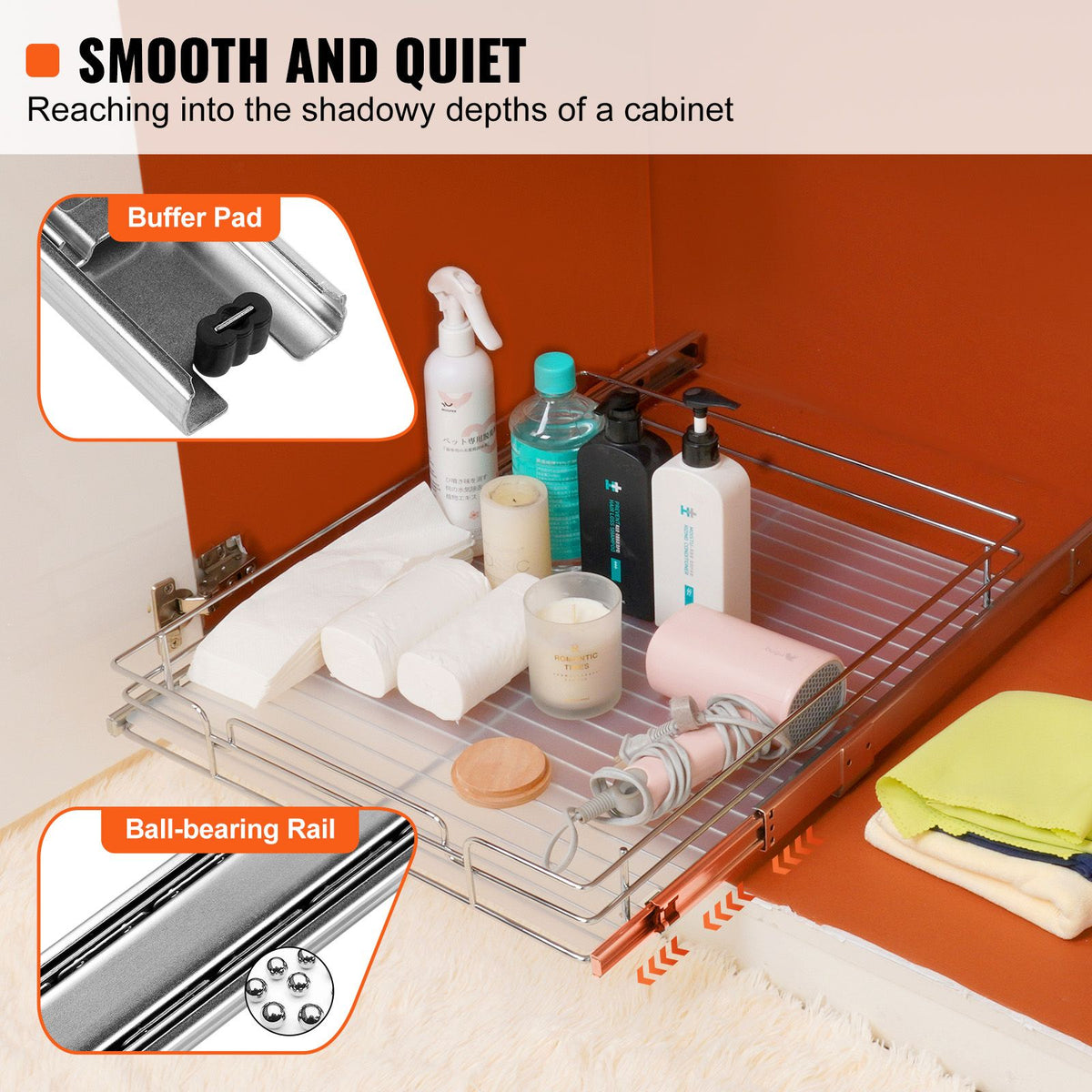 VEVOR Pull-Out Cabinet Organizer, Heavy-Duty Steel Slide-Out Shelf